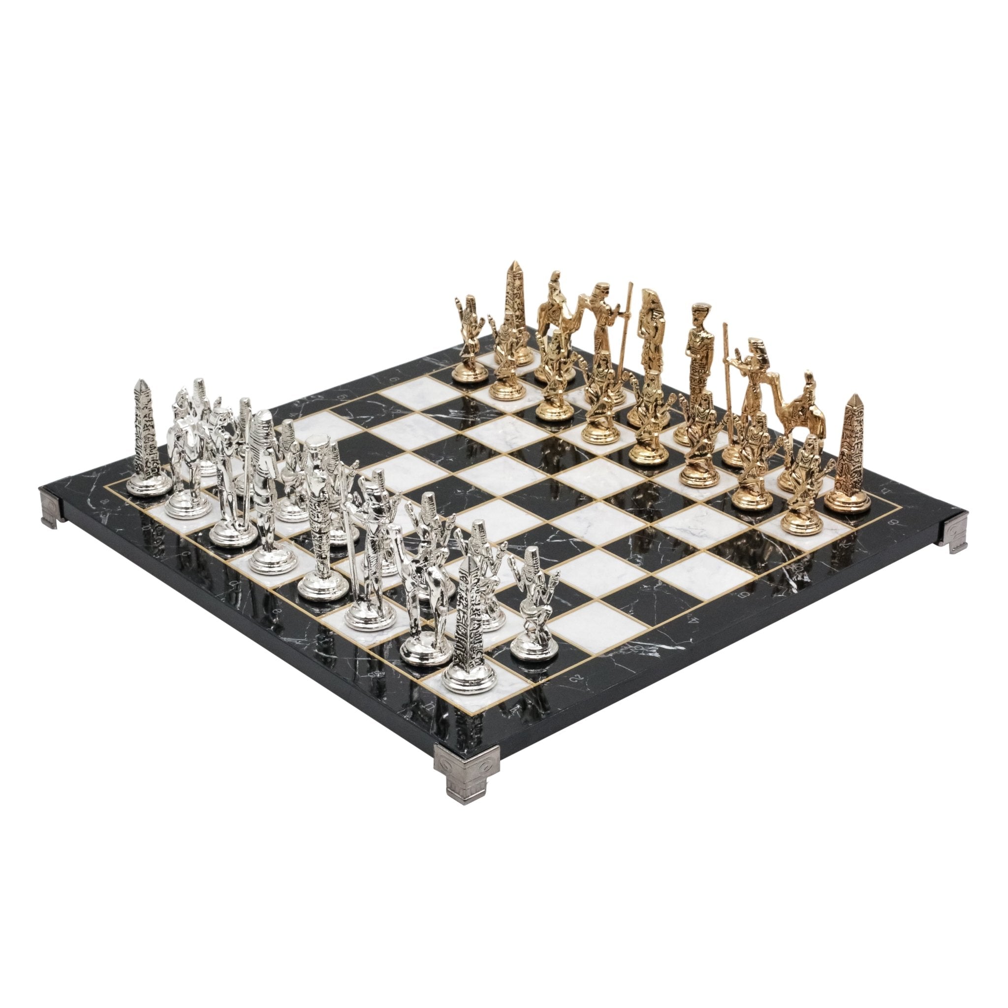 Egypt Cleopatra Metal Chess Set | Chess Board w/ Metal Legs 37CM (15") - Cooper Chess