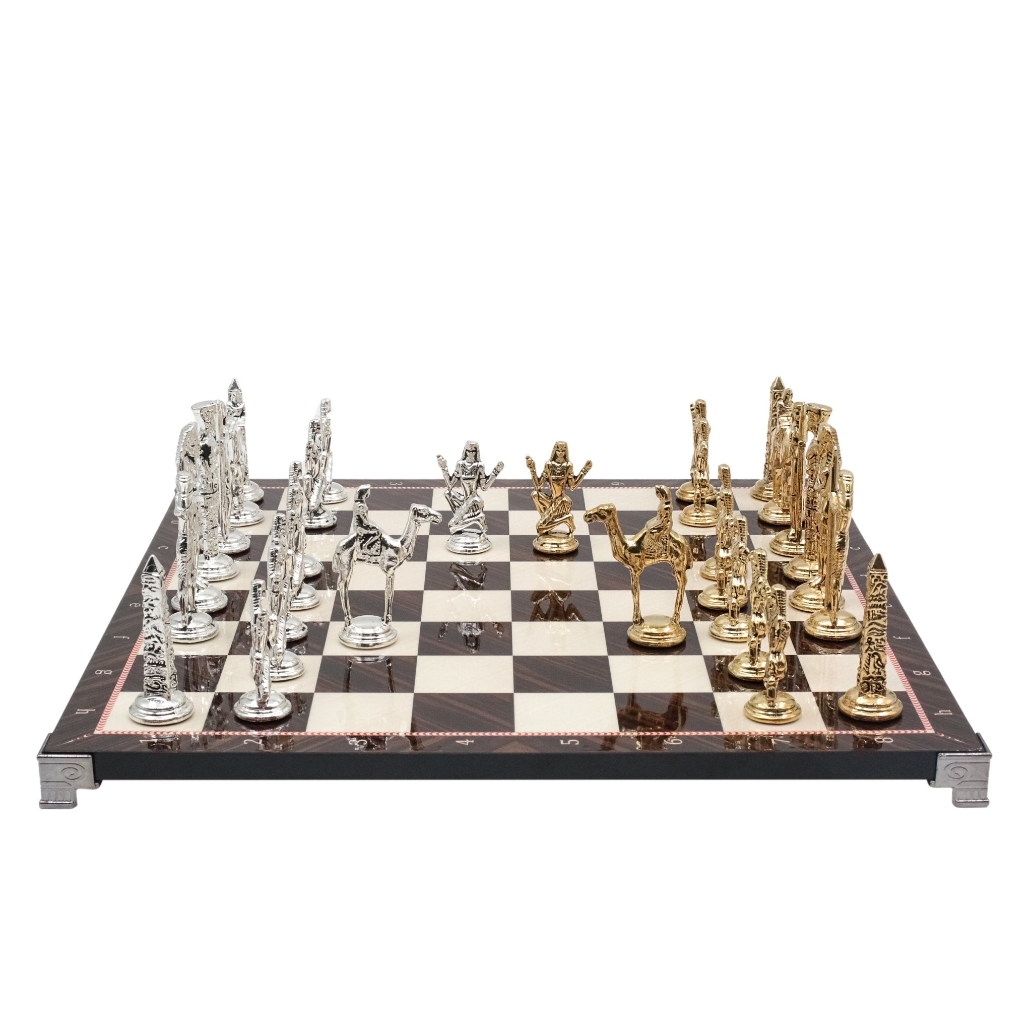 Egypt Cleopatra Metal Chess Set | Chess Board w/ Metal Legs 37CM (15") - Cooper Chess