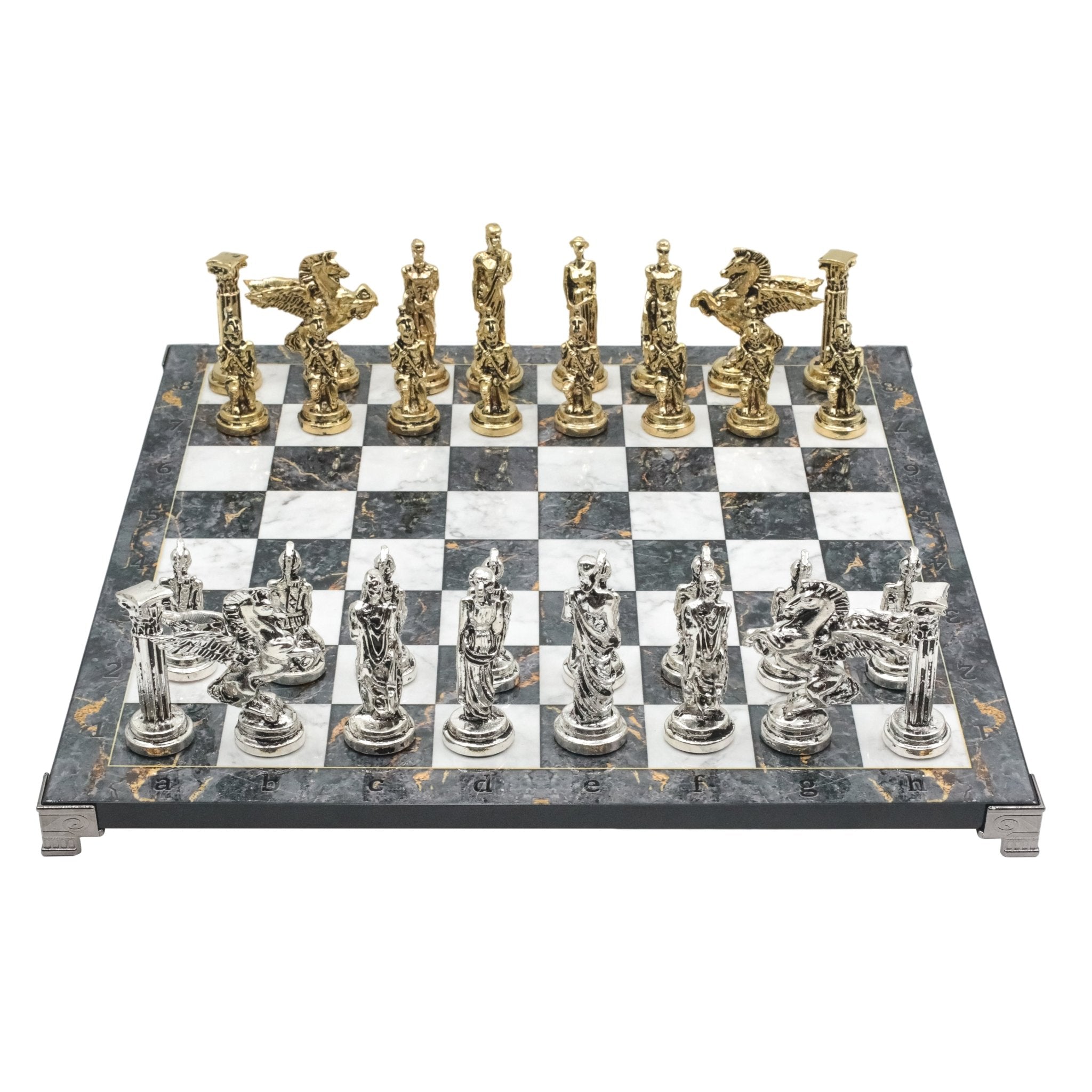 Greek Mythology Pegasus Metal Chess Set | Chess Board w/ Metal Legs 37CM (15") - Cooper Chess