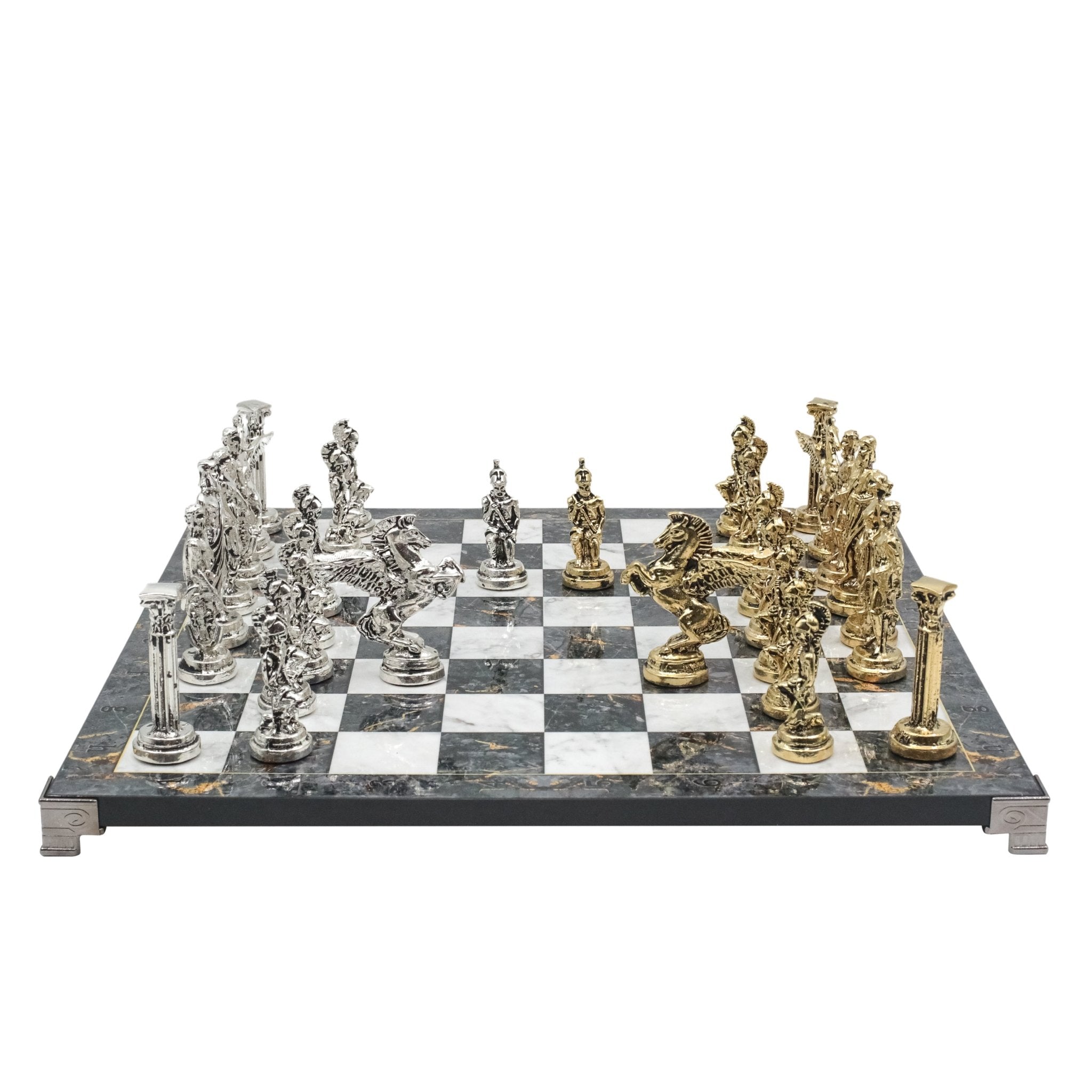 Greek Mythology Pegasus Metal Chess Set | Chess Board w/ Metal Legs 37CM (15") - Cooper Chess