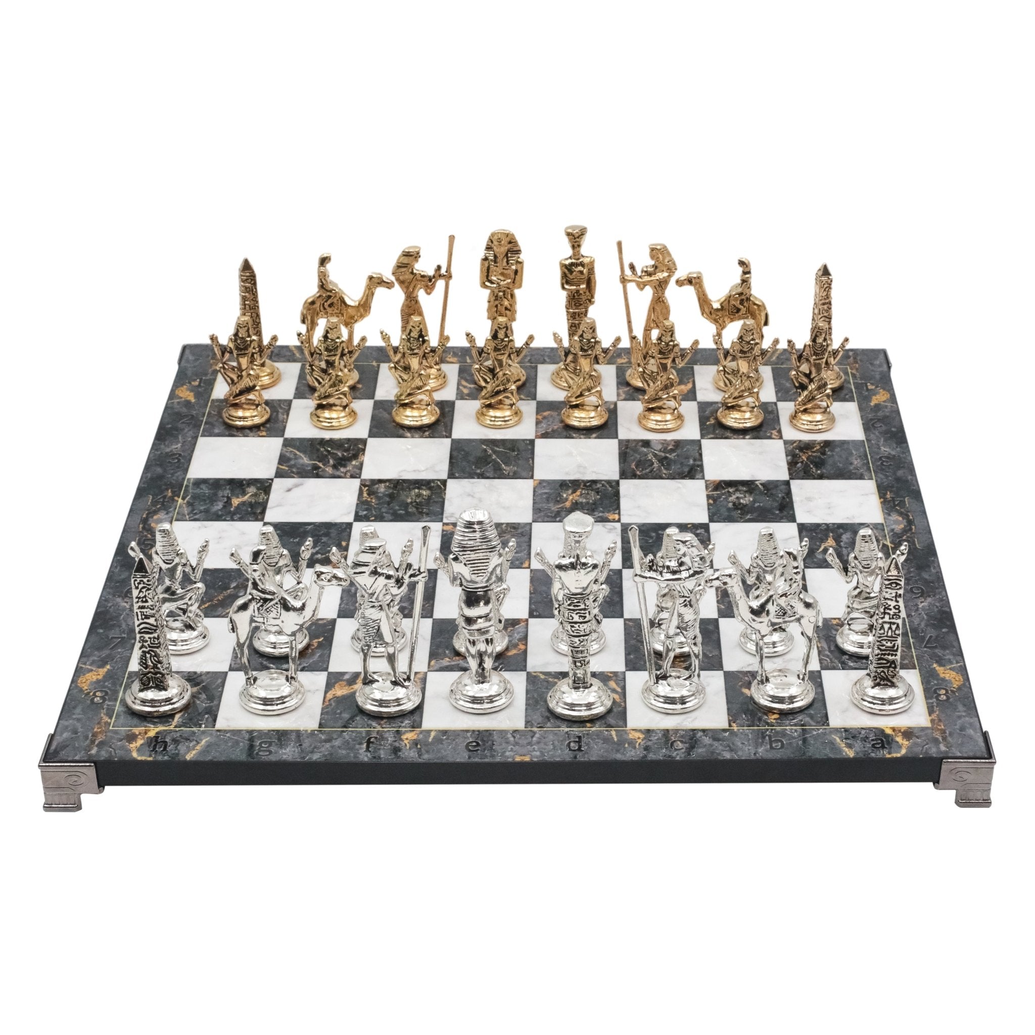 Egypt Cleopatra Metal Chess Set | Chess Board w/ Metal Legs 37CM (15") - Cooper Chess