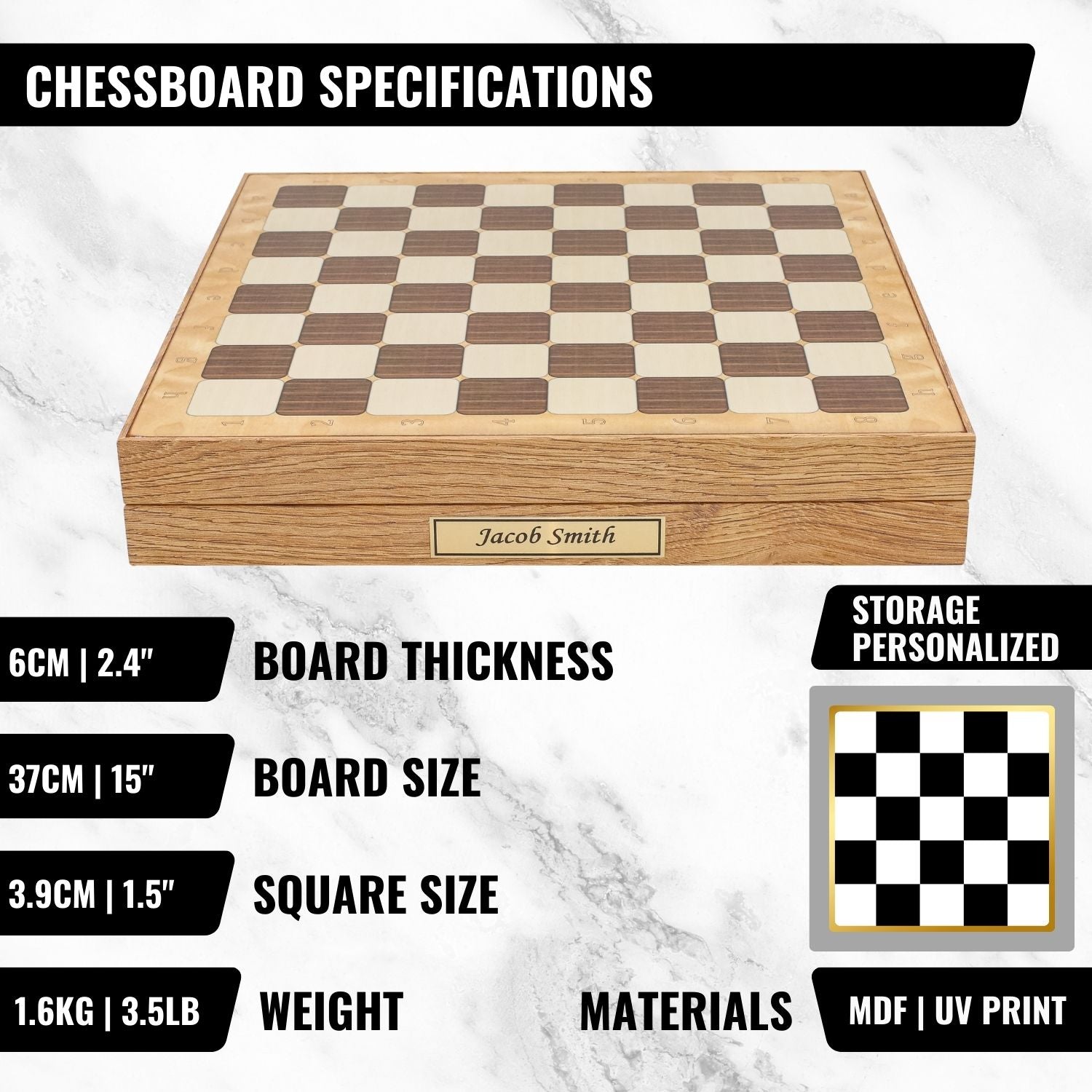 Storage Chess Set 37 CM (15") with Weighted Solid Wood Chessmen (German Staunton)