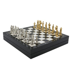 Storage Chess Set with Die Cast Metal Crusaders vs Ottoman Empire Chessmen | 37 CM (15") Storage Chess Board | Historical Themed Figures