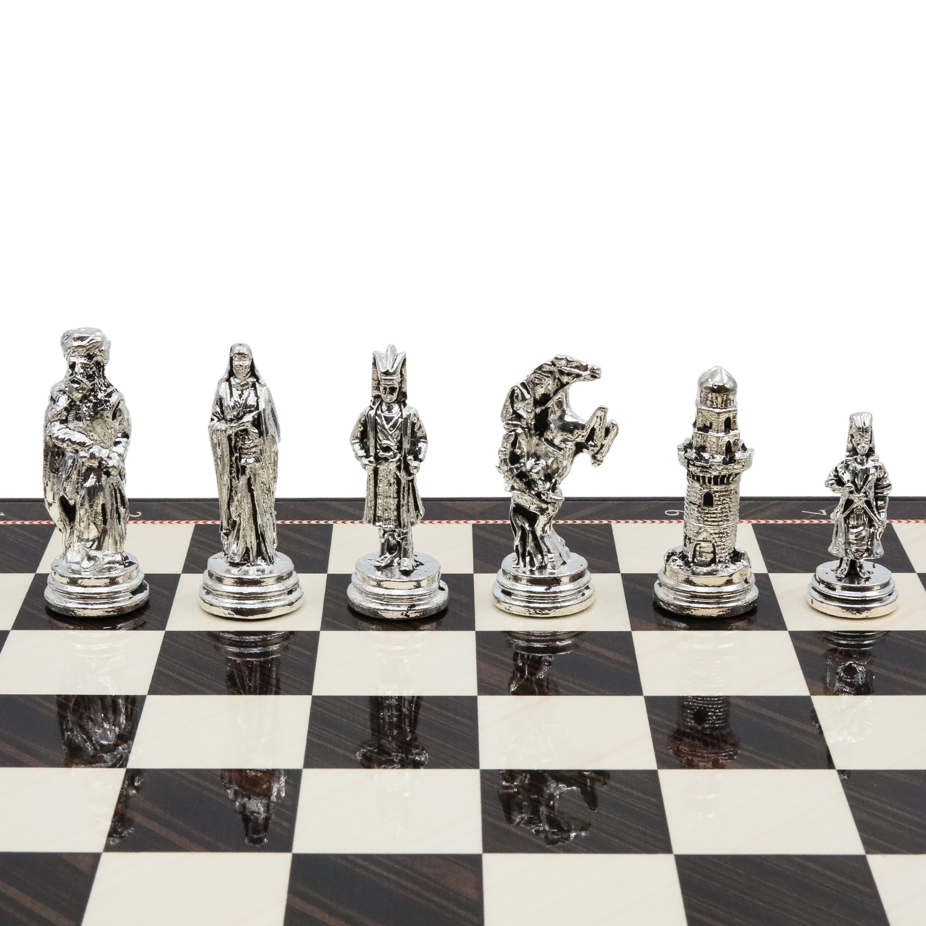 Storage Chess Set with Die Cast Metal Crusaders vs Ottoman Empire Chessmen | 37 CM (15") Storage Chess Board | Historical Themed Figures