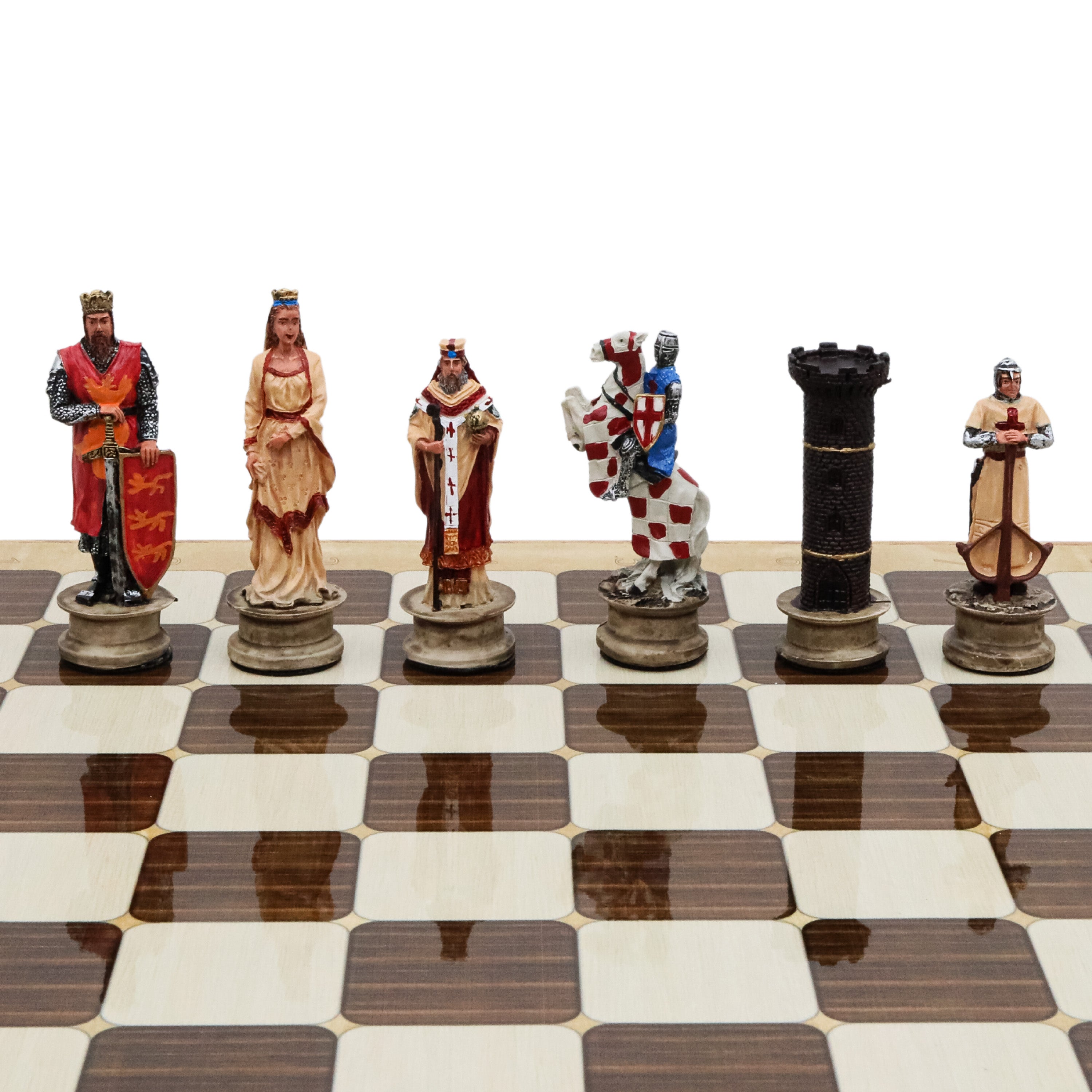 Storage Chess Set with Hand-painted Arabs King Saladin vs Crusaders Figures | 37 CM (15") Storage Chess Board | Arabs & Crusaders Themed Figures