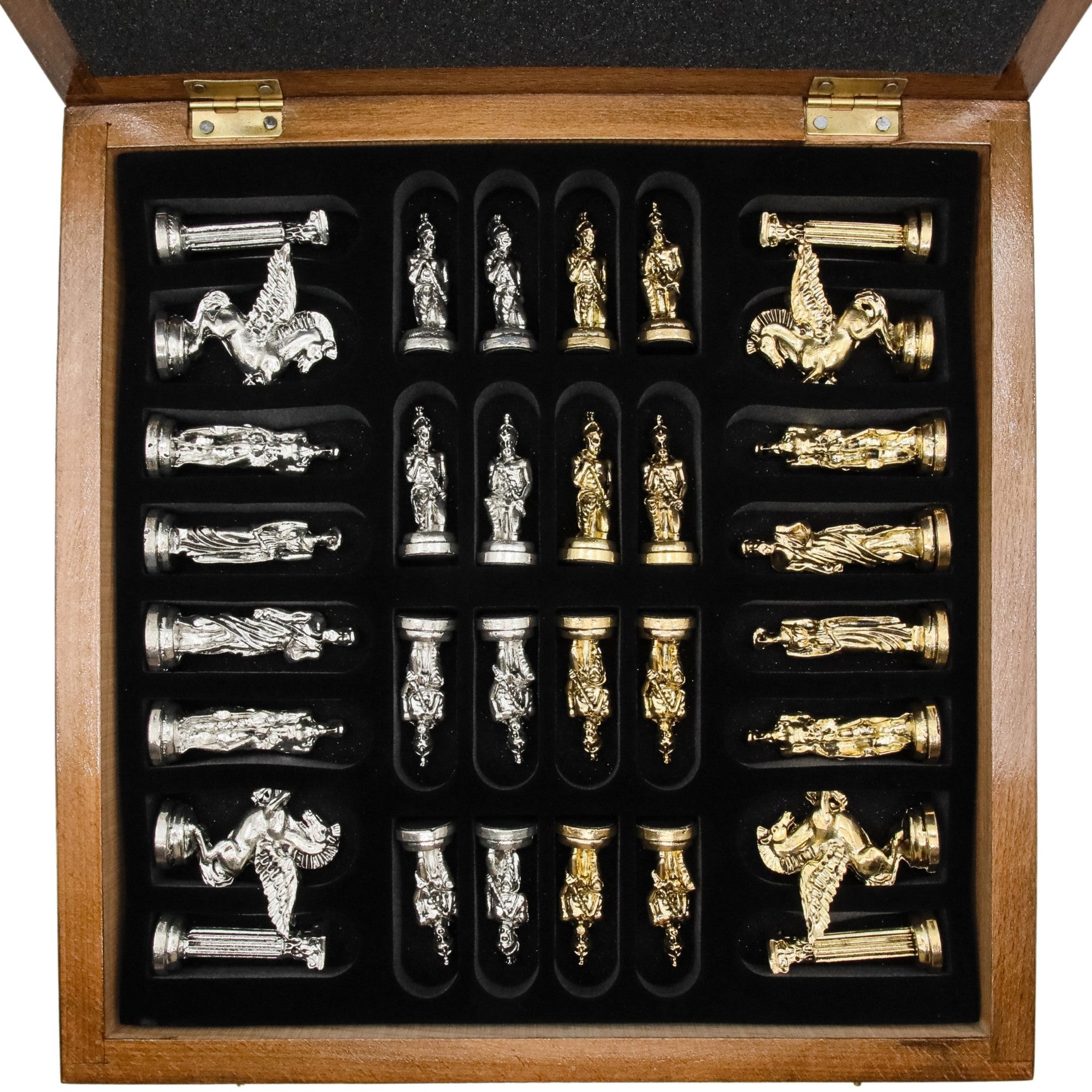 Handmade Inlay Storage Chess Set 38 CM (15") - Mythology Pegasus Die Cast Metal Pieces