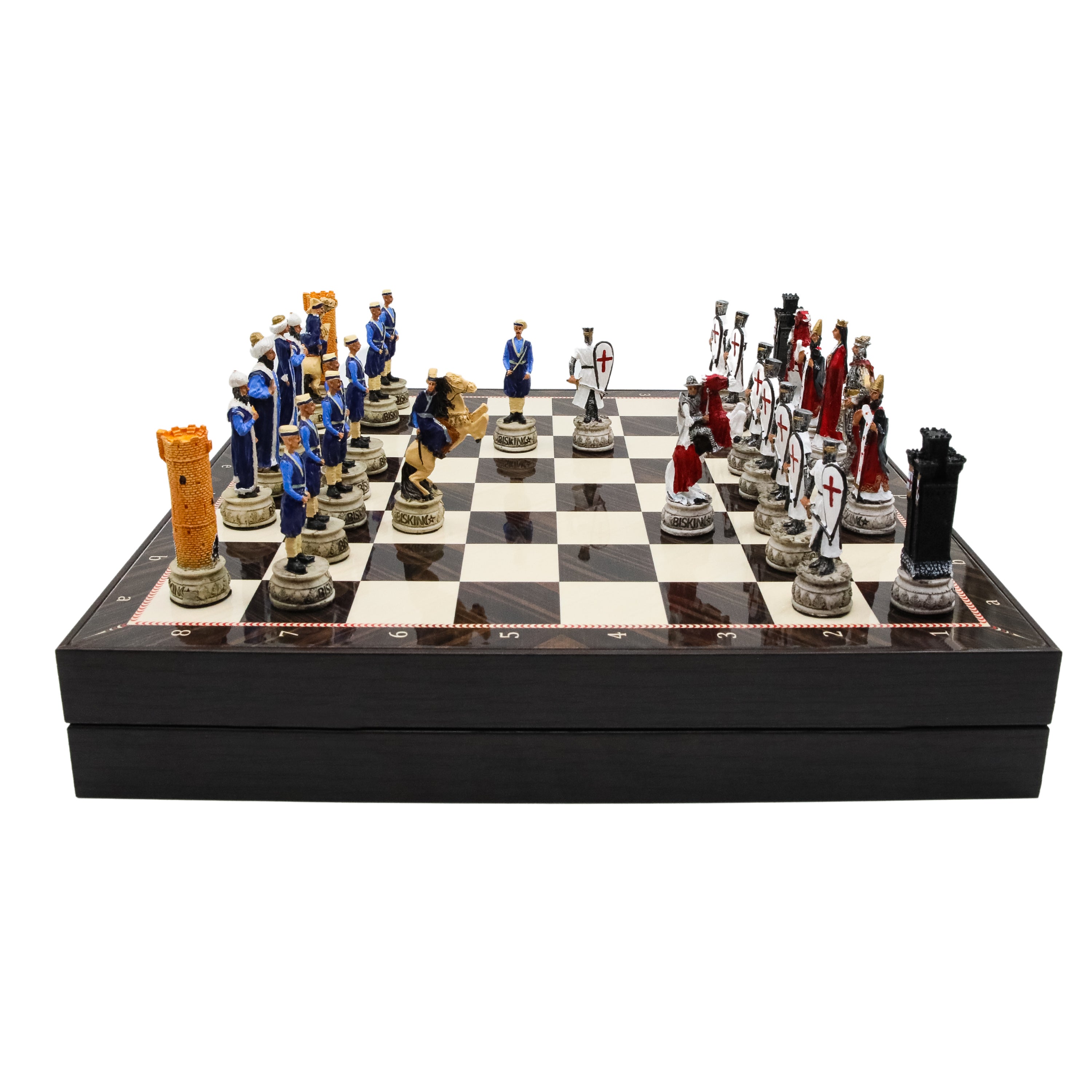 Storage Chess Set with Hand-painted Ottoman Empire vs Crusaders Figures (White Colour) | 37 CM (15") Storage Chess Board | Ottoman & Crusaders Themed Figures