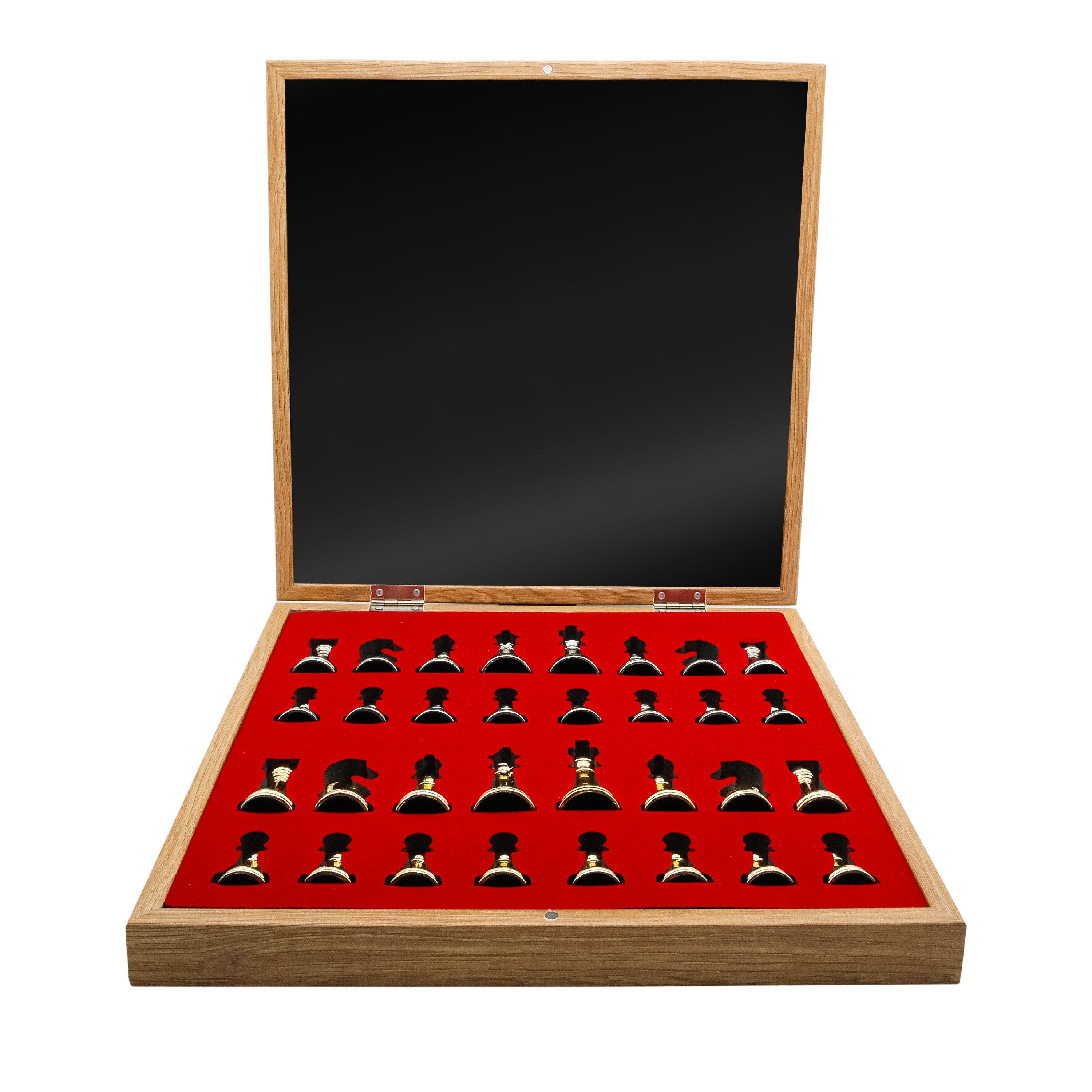 Storage Chess Set with Metal Weighted Staunton Figures (Gold vs Silver) | 37 CM (15") Storage Chess Board | Classic Metal Figures