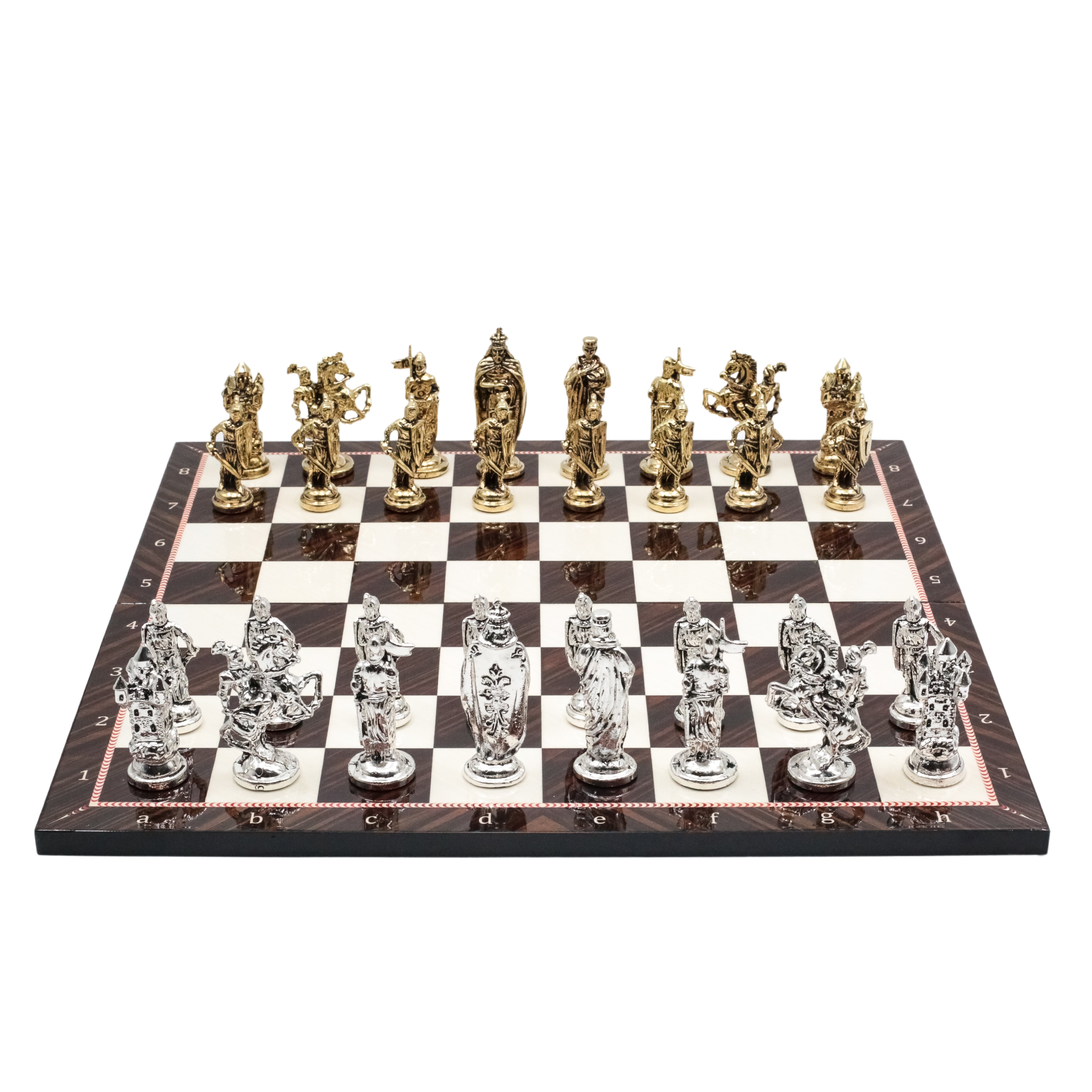 British Army Chess Set | Wooden Chess Board 44CM (17") with Die Cast Metal Chessmen