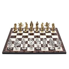 British Army Chess Set | Wooden Chess Board 44CM (17") with Die Cast Metal Chessmen