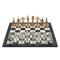 Egypt Cleopatra Chess Set | Wooden Chess Board 30CM (12") with Die Cast Metal Chessmen