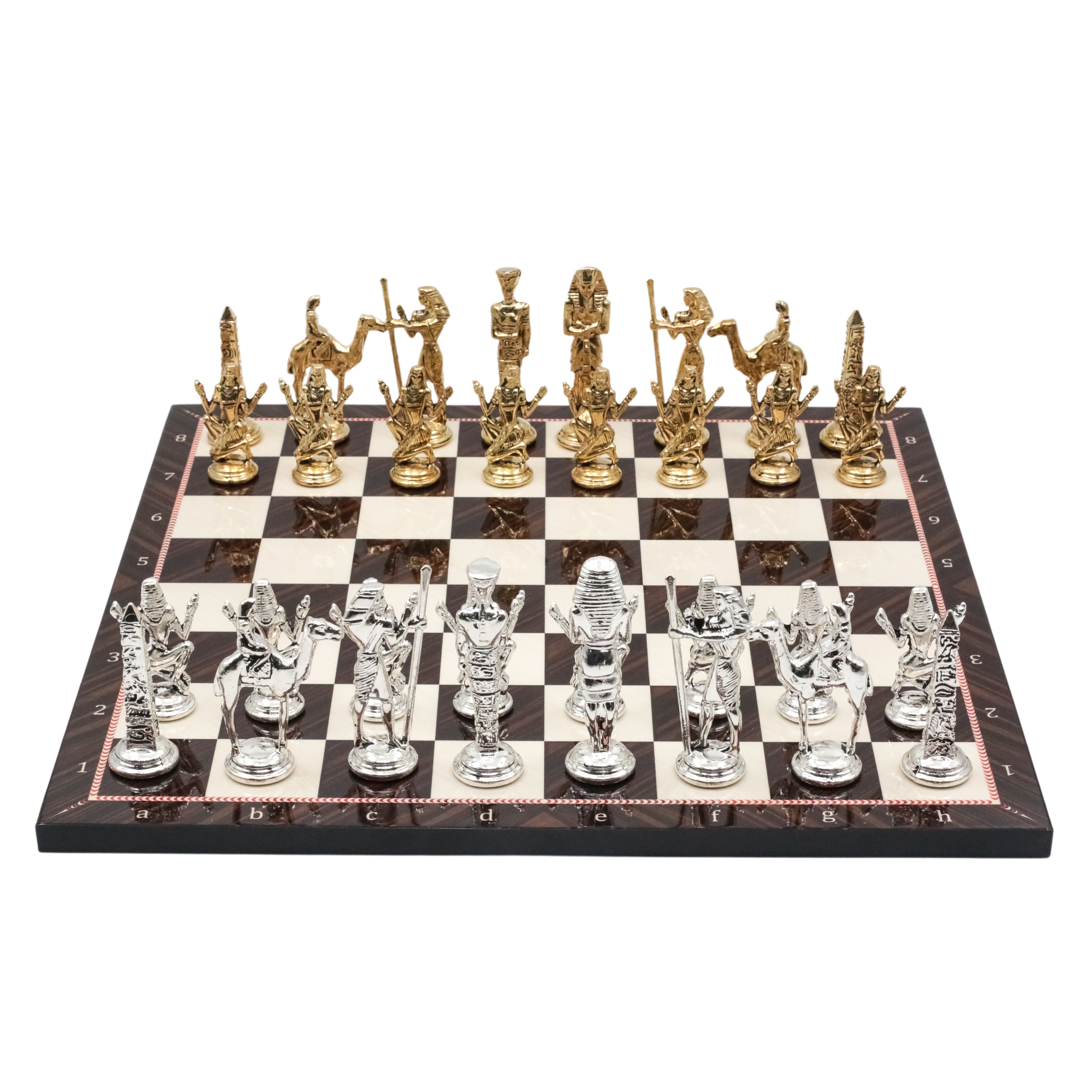 Egypt Cleopatra Chess Set | Wooden Chess Board 30CM (12") with Die Cast Metal Chessmen