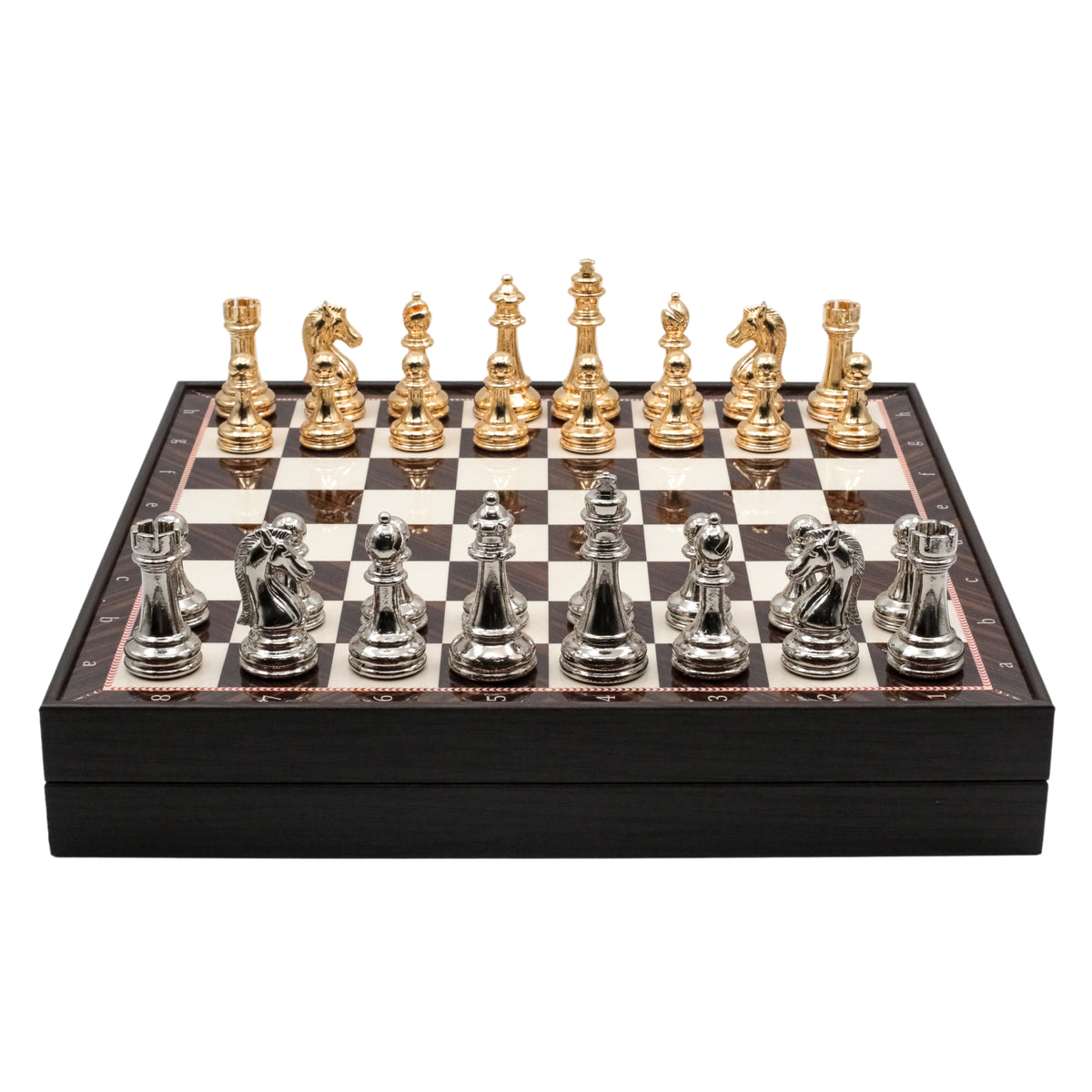 30 CM (12") Storage Chess Set with Metal Weighted Staunton Figures (Gold vs Silver)
