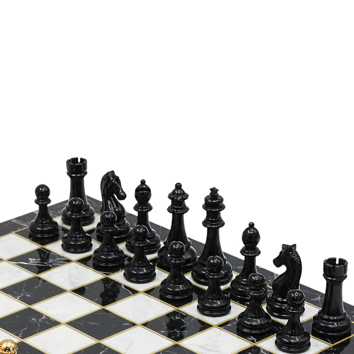 Storage Chess Set with Metal Weighted Staunton Figures (Gold vs Black) | 37 CM (15") Storage Chess Board | Classic Metal Figures