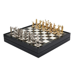 Storage Chess Set with Die Cast Metal Greek  Poseidon Chessmen | 37 CM (15") Storage Chess Board | Mythology Themed Figures