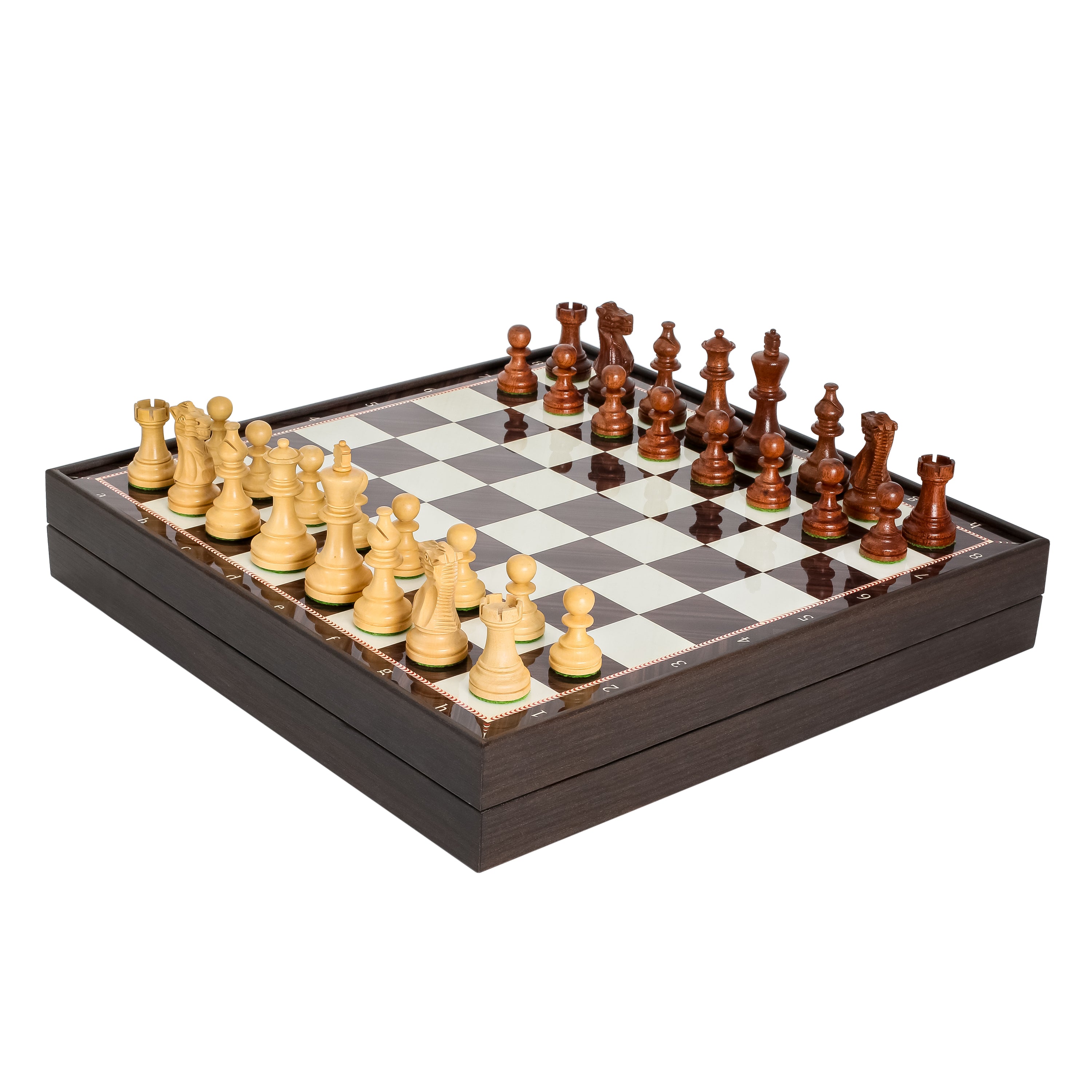 Storage Chess Set 37 CM (15") with Weighted Solid Wood Chessmen (German Staunton)