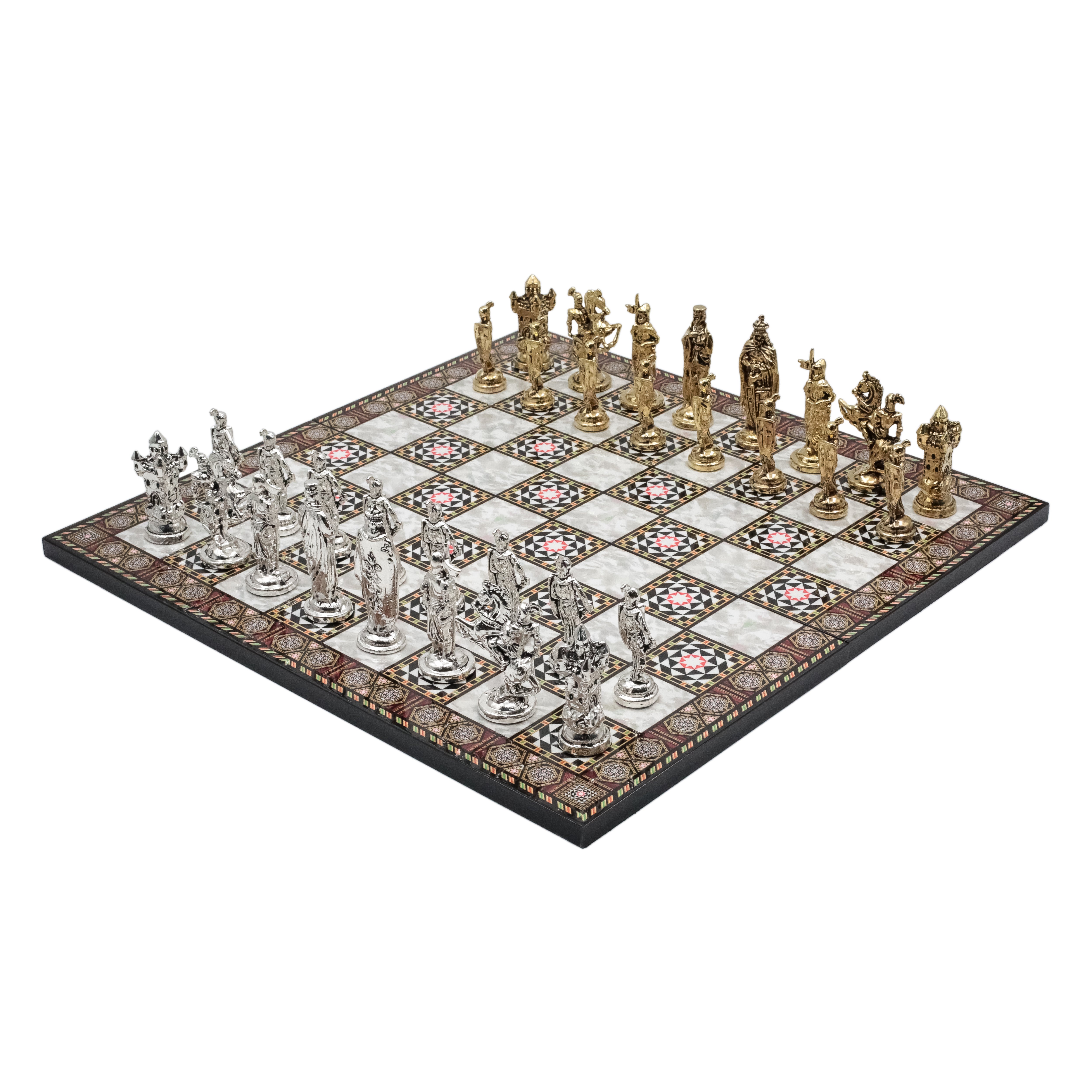 British Army Chess Set | Wooden Chess Board 44CM (17") with Die Cast Metal Chessmen