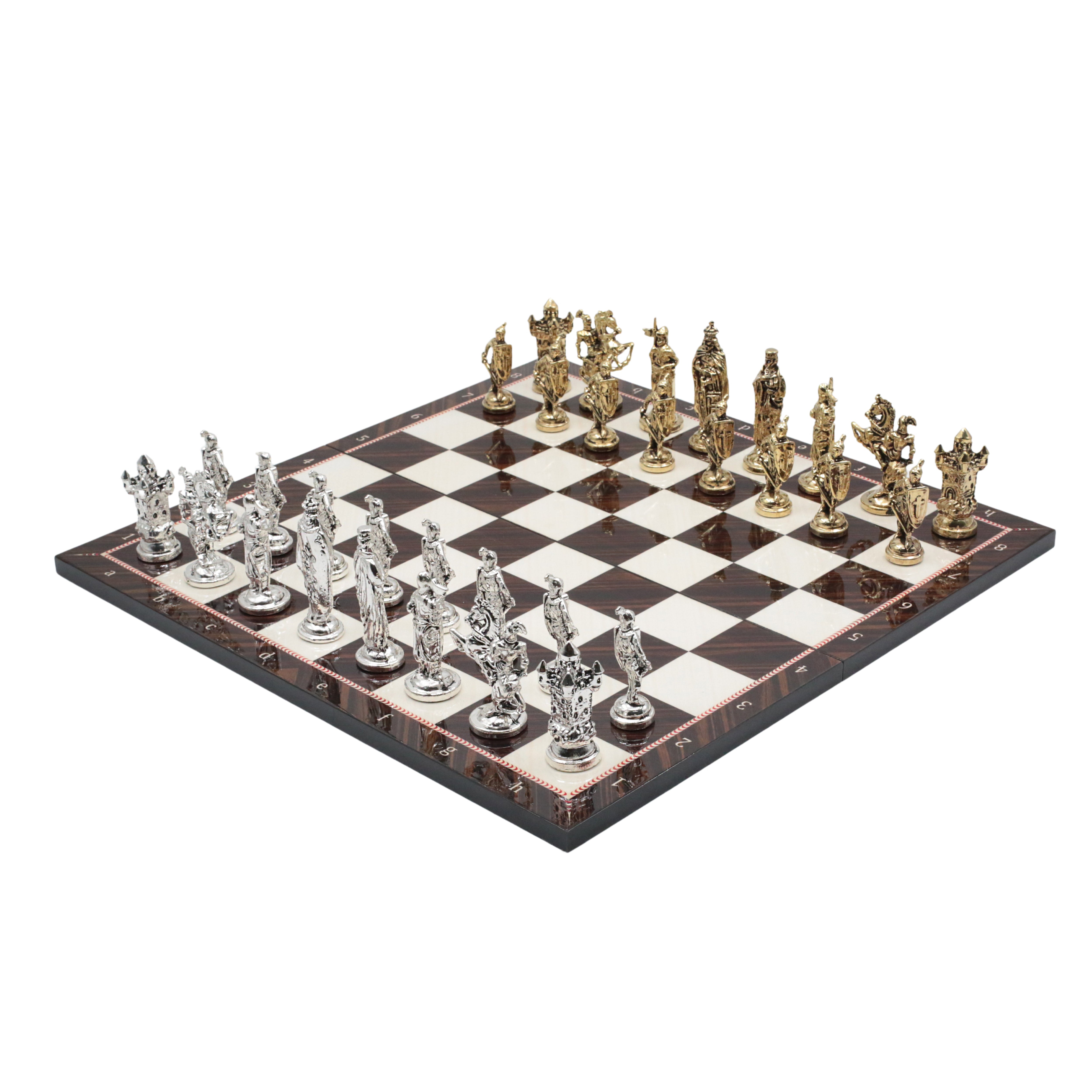 British Army Chess Set | Wooden Chess Board 44CM (17") with Die Cast Metal Chessmen