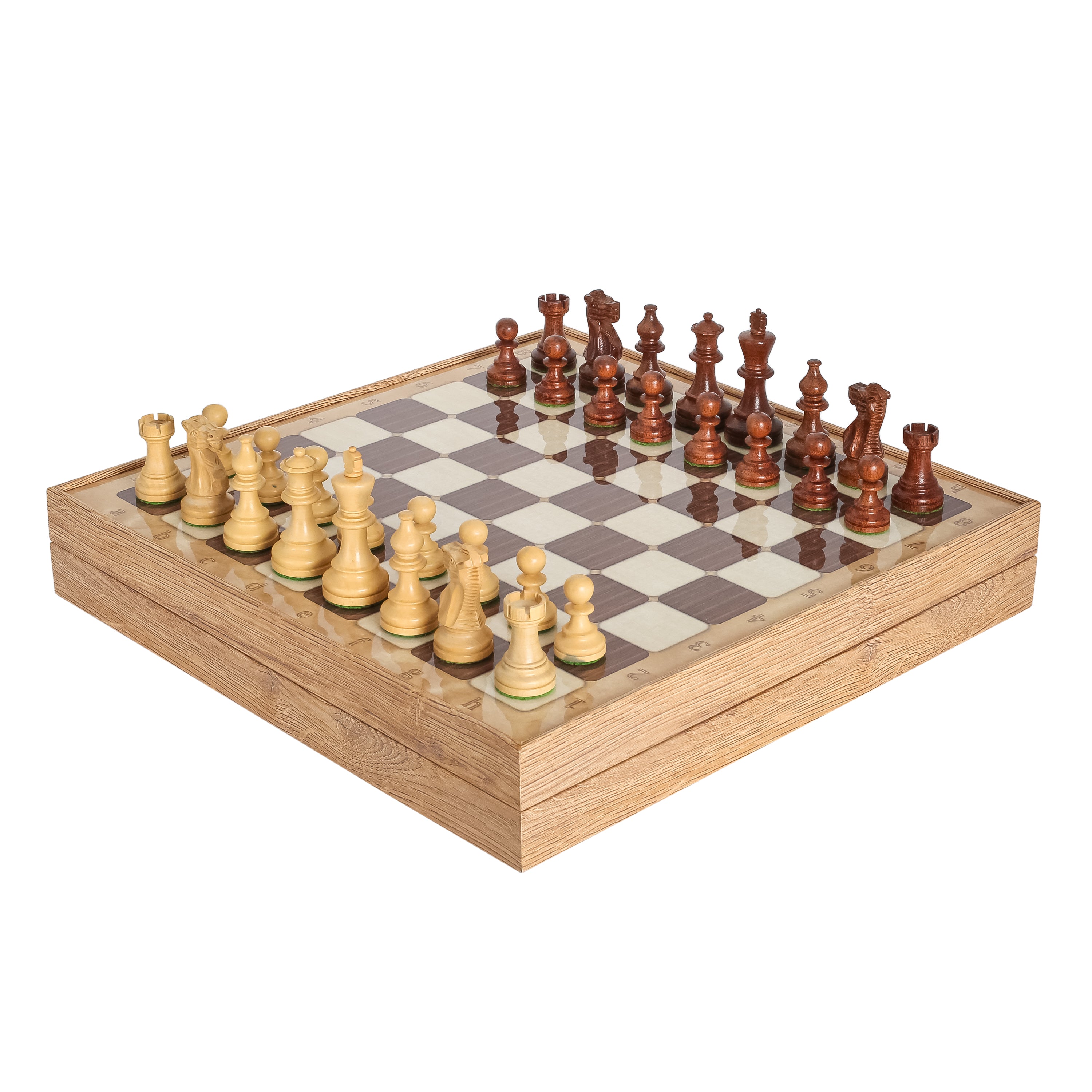Storage Chess Set 37 CM (15") with Weighted Solid Wood Chessmen (German Staunton)
