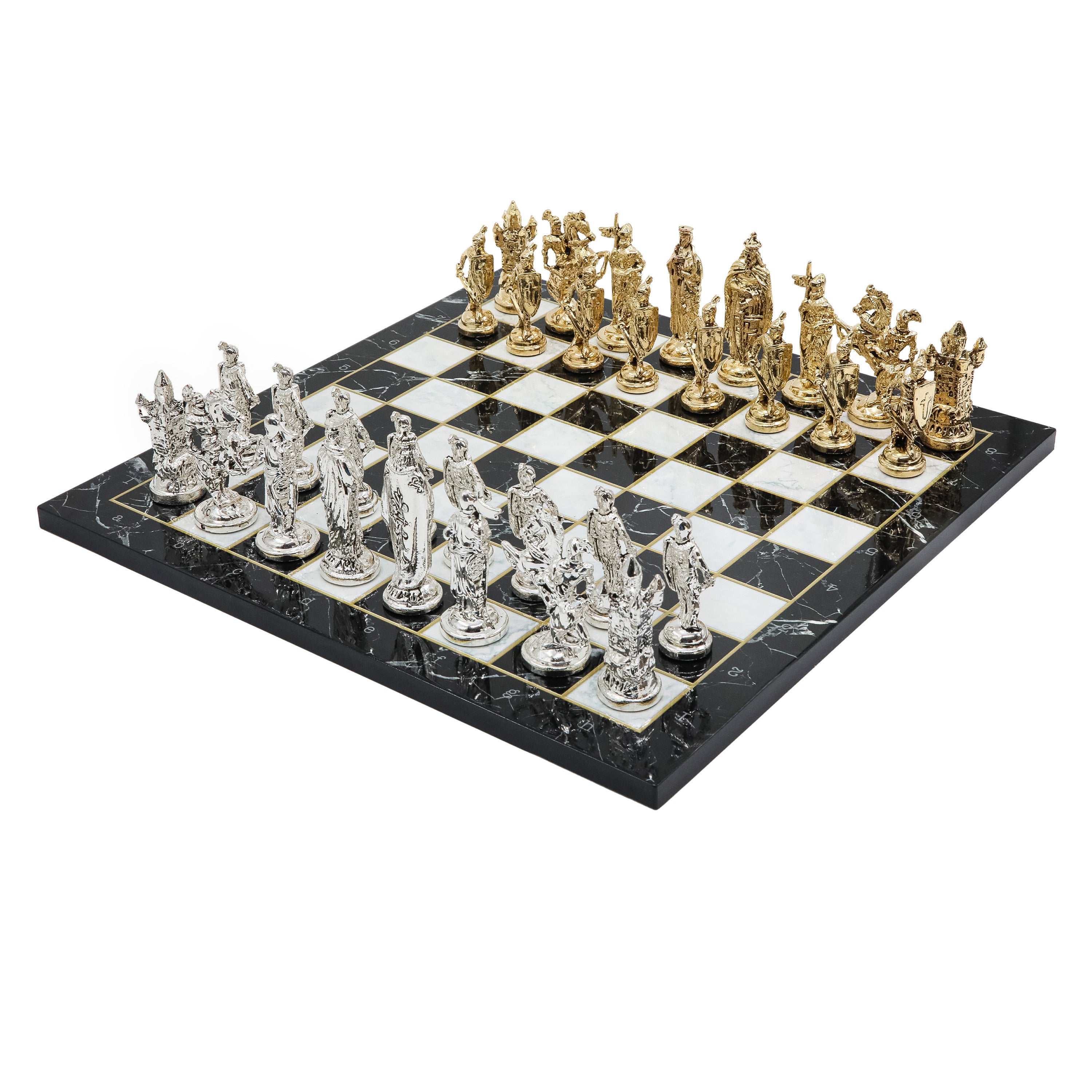 British Army Chess Set | Wooden Chess Board 44CM (17") with Die Cast Metal Chessmen