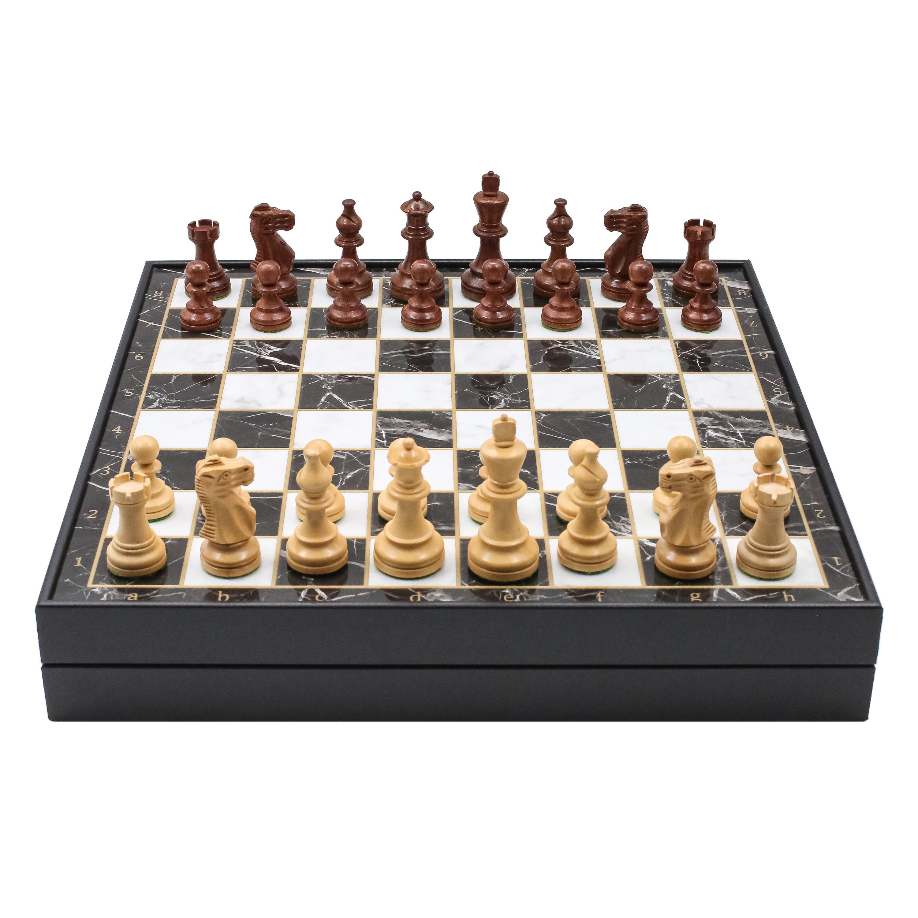 Storage Chess Set 37 CM (15") with Weighted Solid Wood Chessmen (German Staunton)