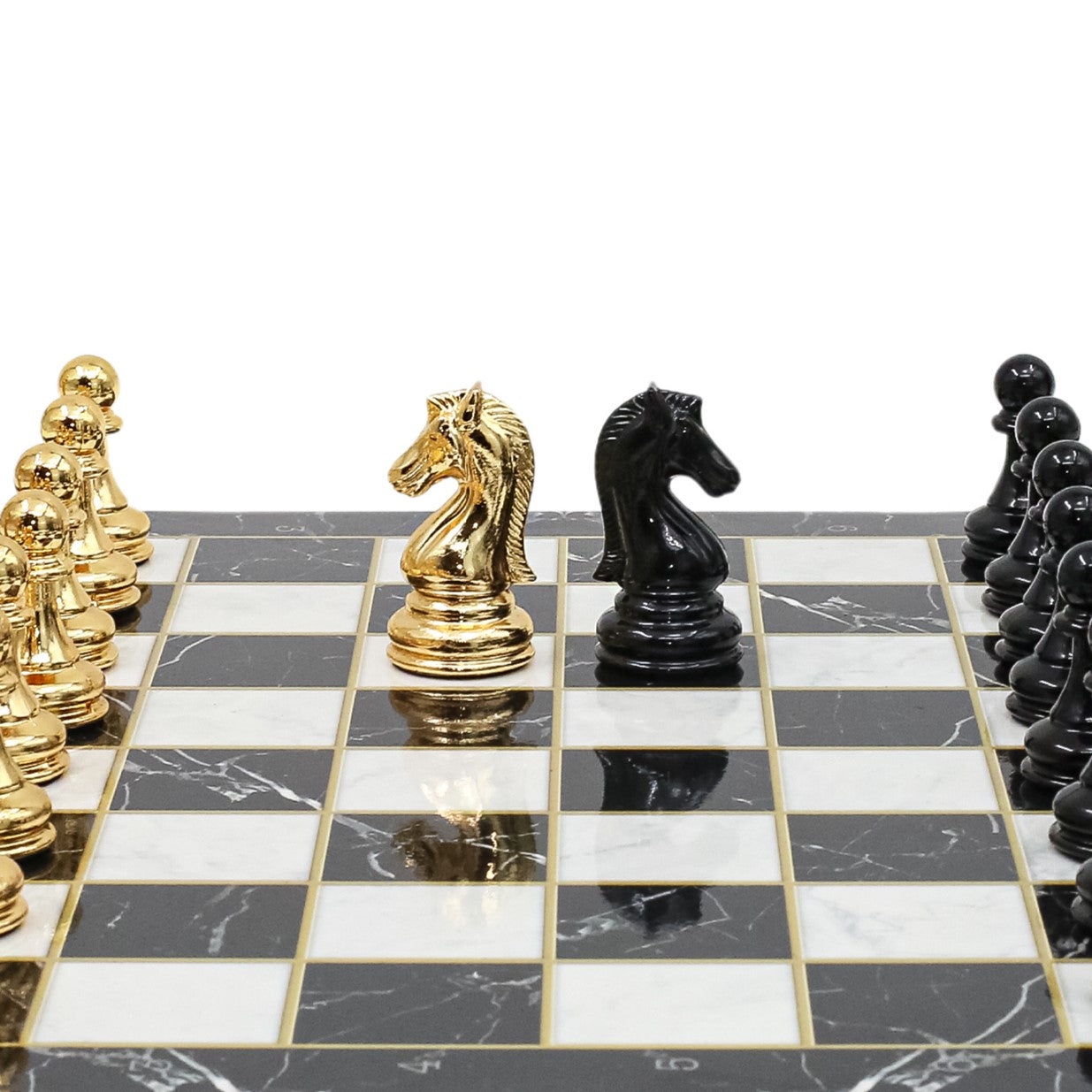 Storage Chess Set with Metal Weighted Staunton Figures (Gold vs Black) | 37 CM (15") Storage Chess Board | Classic Metal Figures