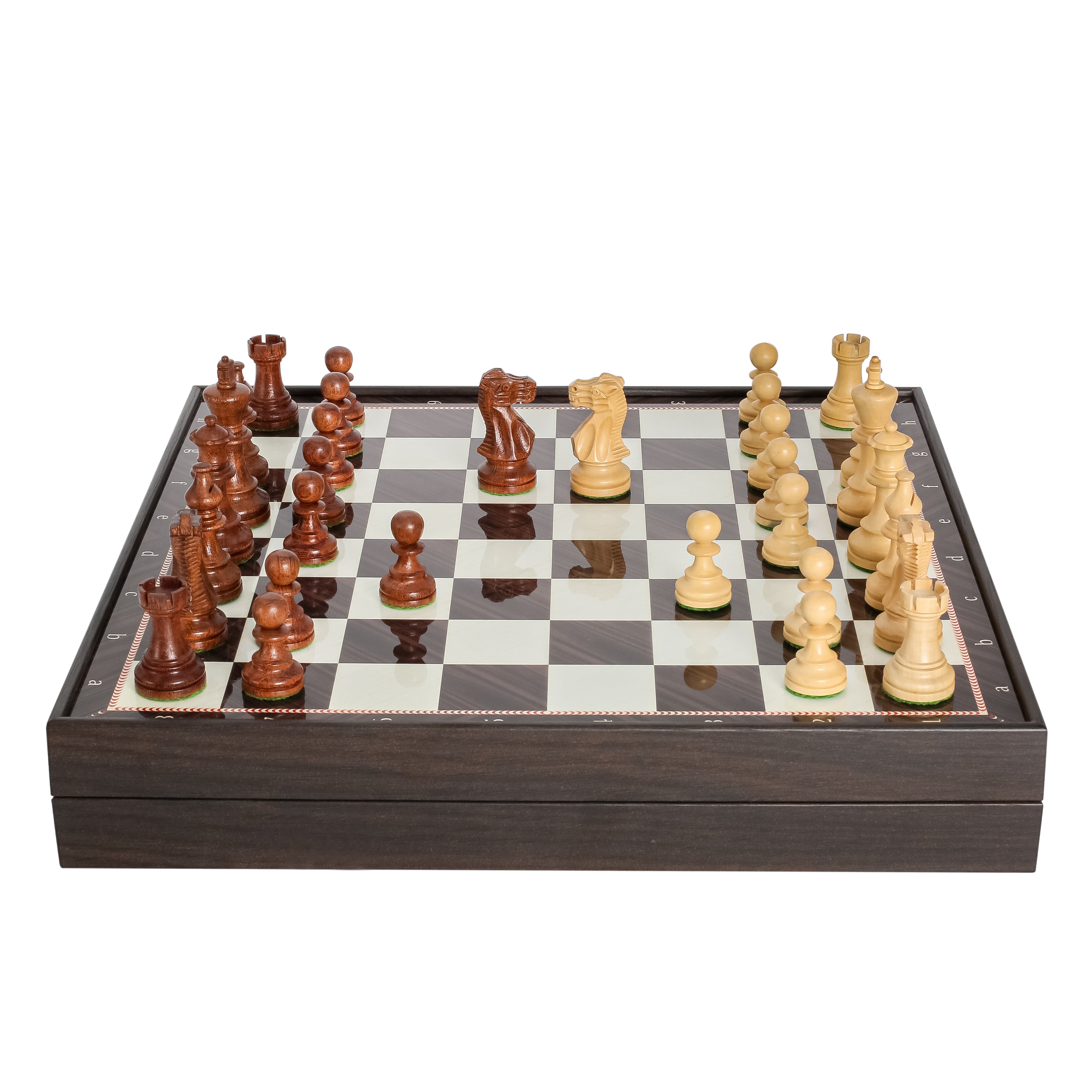 Storage Chess Set 37 CM (15") with Weighted Solid Wood Chessmen (German Staunton)