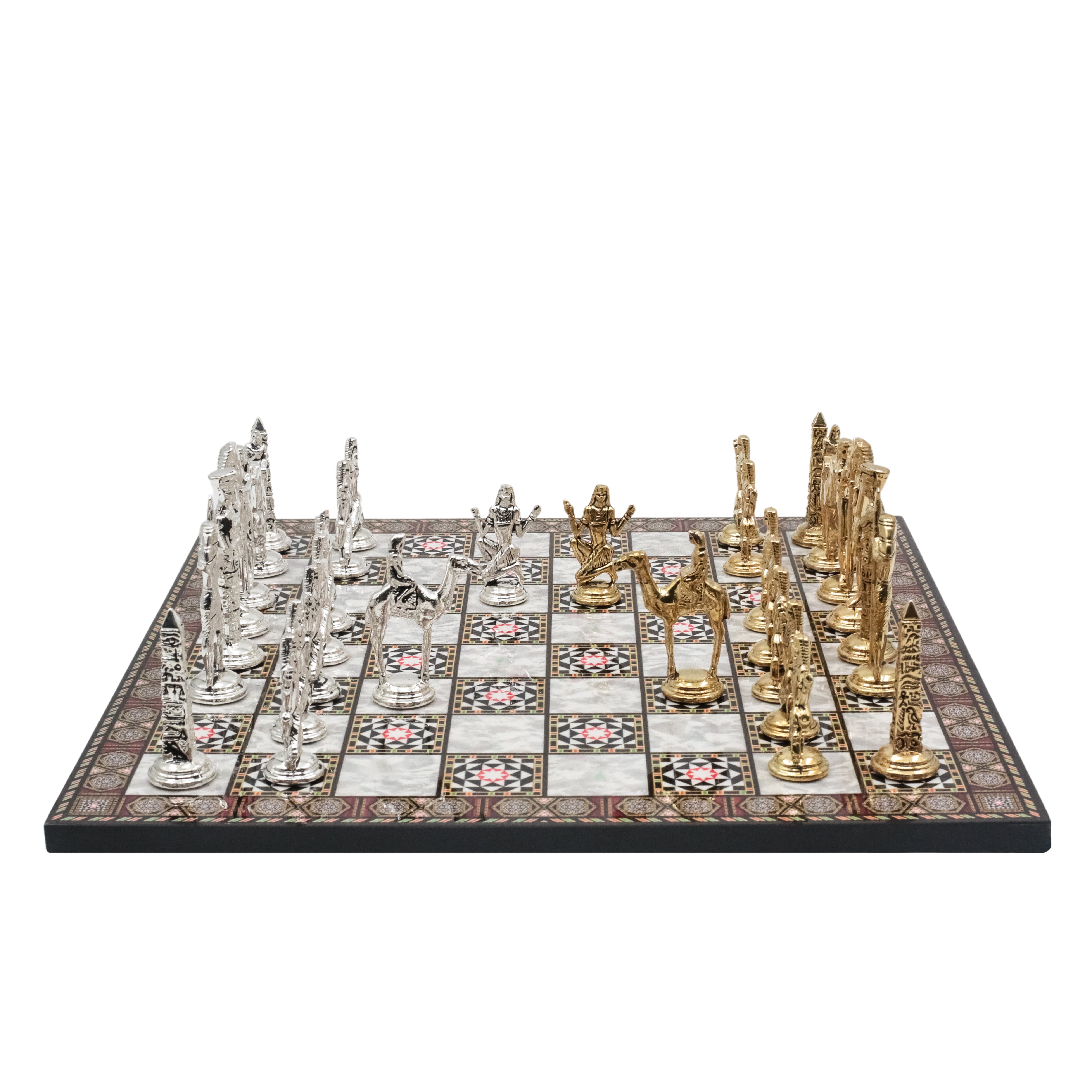 Egypt Cleopatra Chess Set | Wooden Chess Board 30CM (12") with Die Cast Metal Chessmen