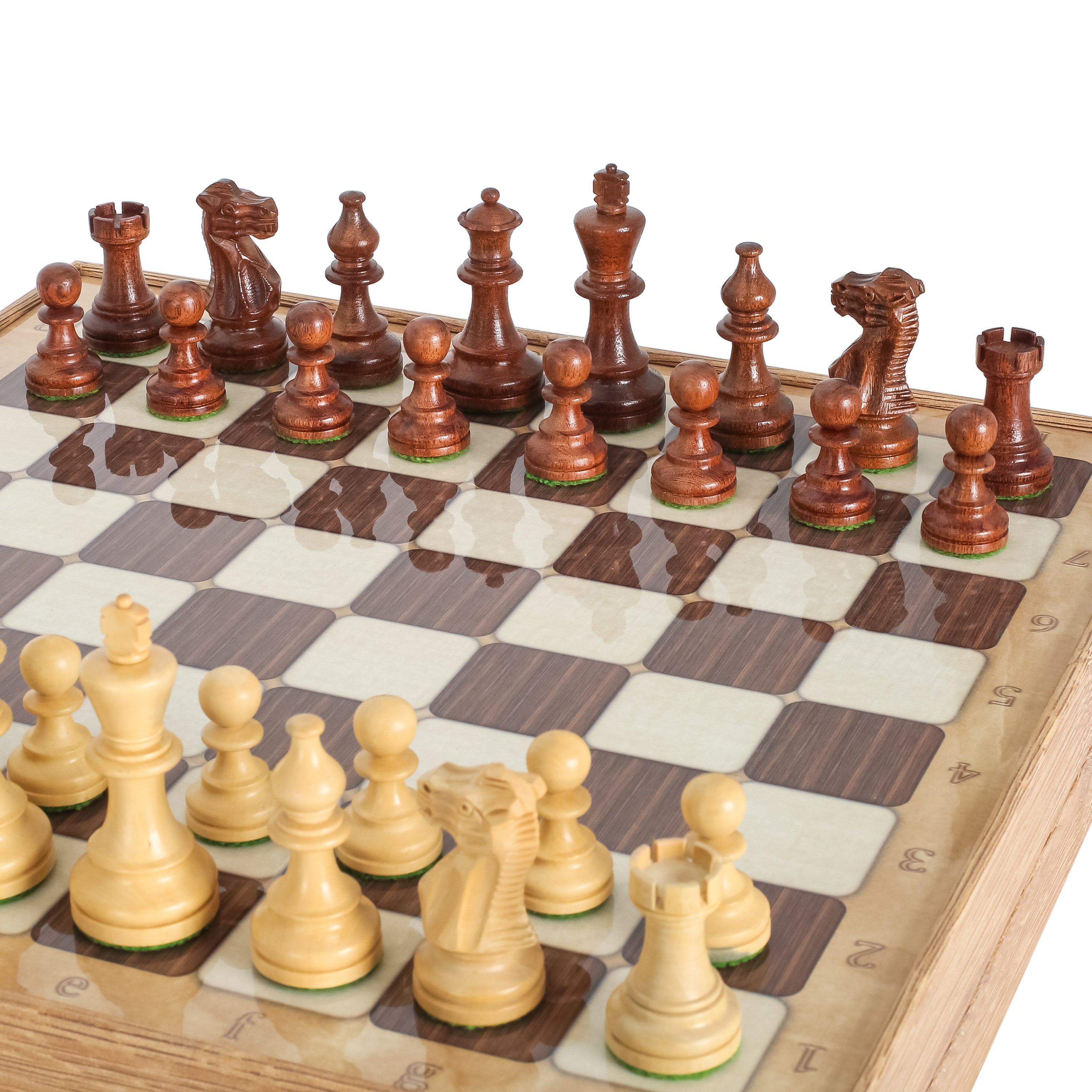 Storage Chess Set 37 CM (15") with Weighted Solid Wood Chessmen (German Staunton)