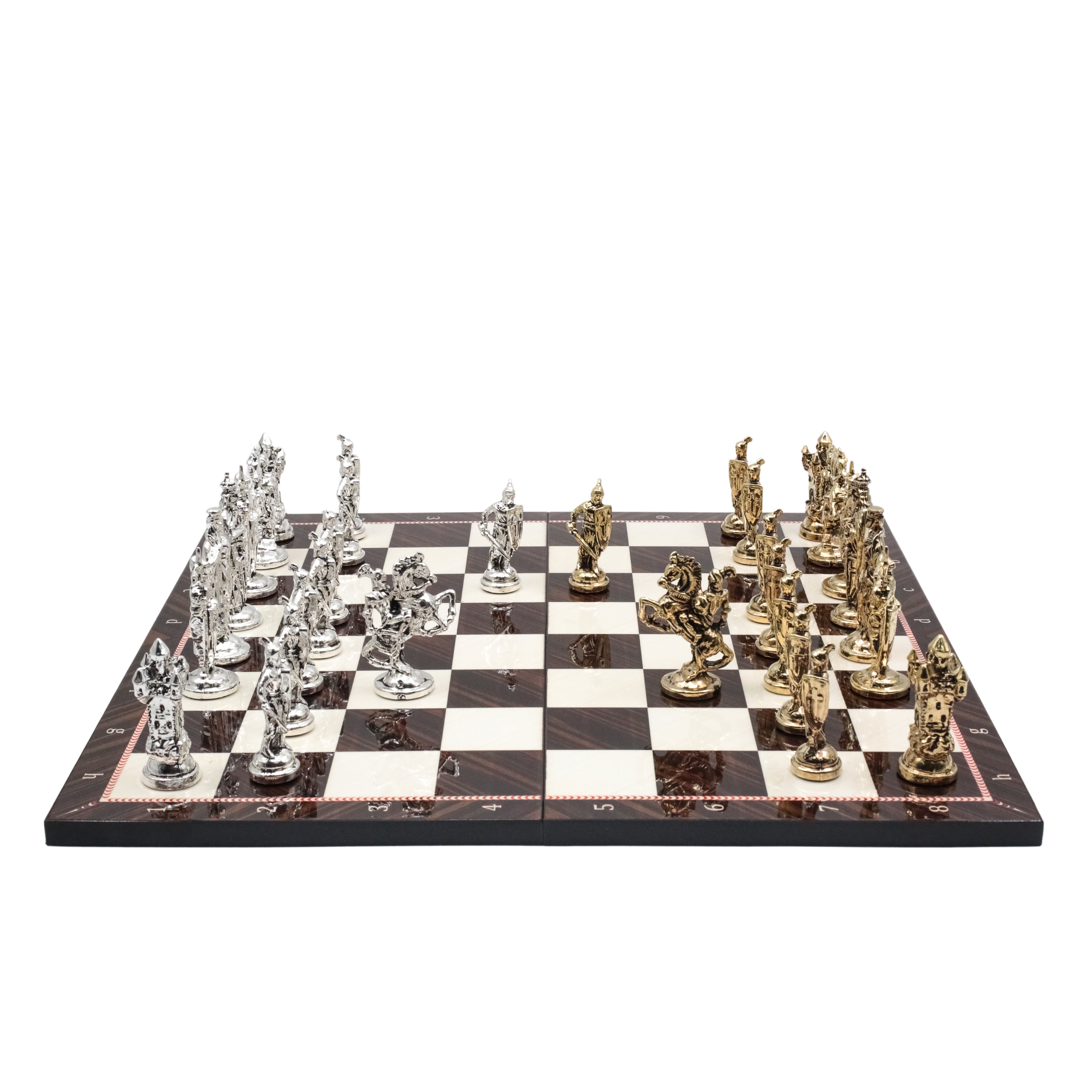 British Army Chess Set | Wooden Chess Board 44CM (17") with Die Cast Metal Chessmen