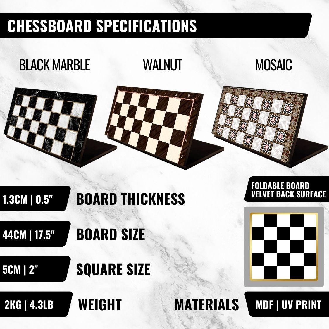 Limited Edition Artisan Chess Set - 100% Handmade Solid Wood Chessmen | Wooden Chess Board 44CM (17") - Model E1056