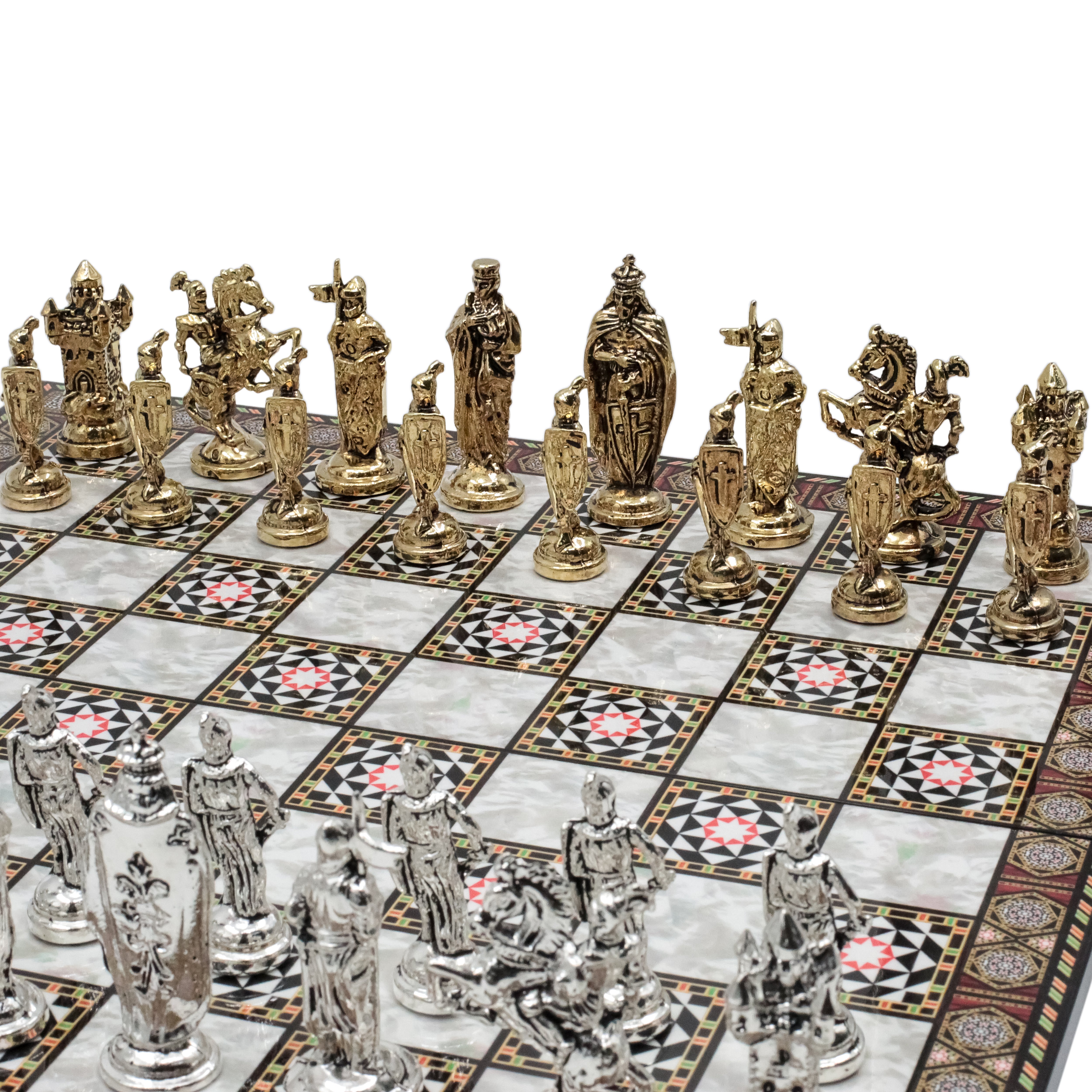 British Army Chess Set | Wooden Chess Board 44CM (17") with Die Cast Metal Chessmen