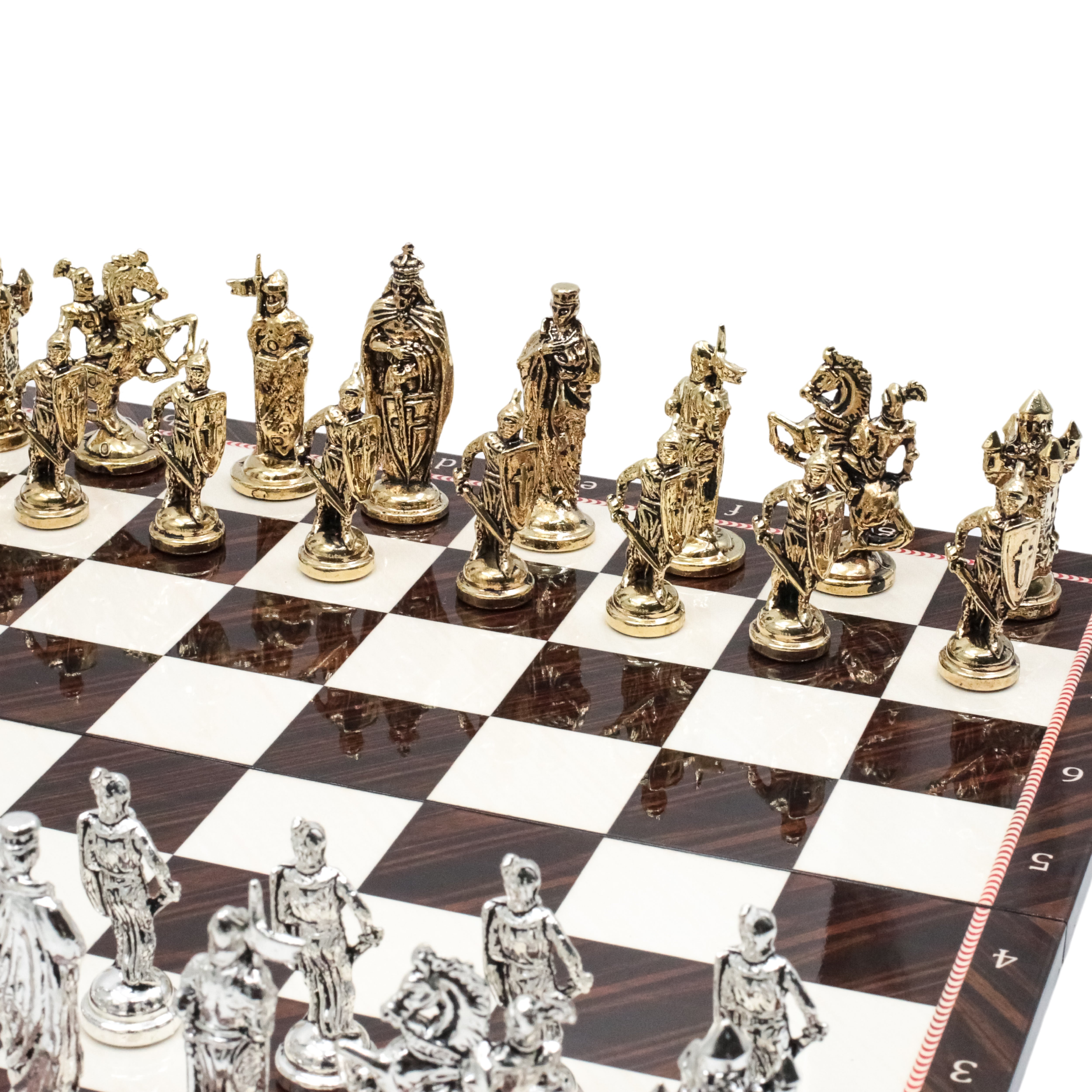 British Army Chess Set | Wooden Chess Board 44CM (17") with Die Cast Metal Chessmen