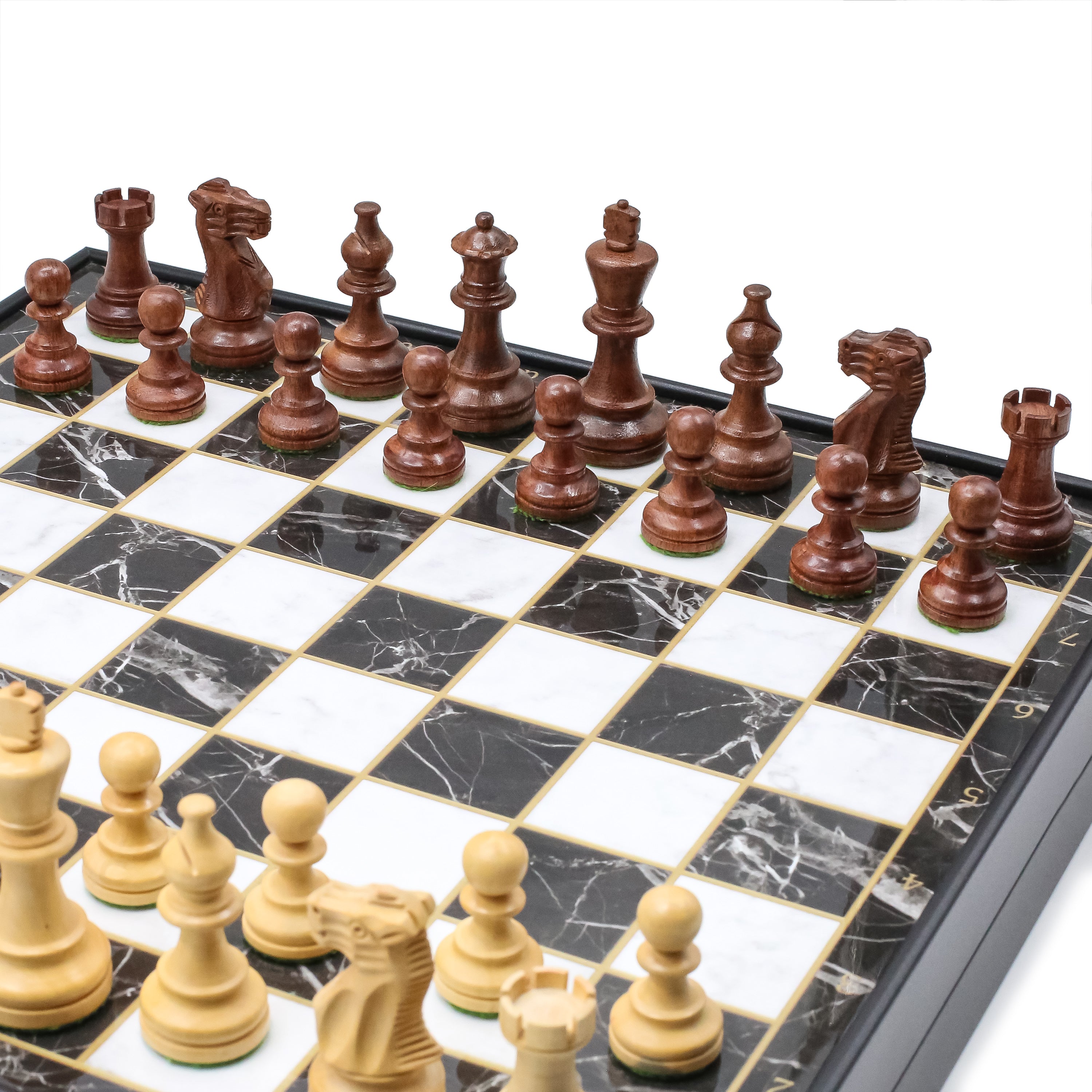 Storage Chess Set 37 CM (15") with Weighted Solid Wood Chessmen (German Staunton)