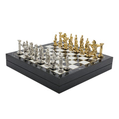 Storage Chess Set with Die Cast Metal Mythology Pegasus Chessmen | 37 CM (15") Storage Chess Board | Greek Pegasus Themed Figures