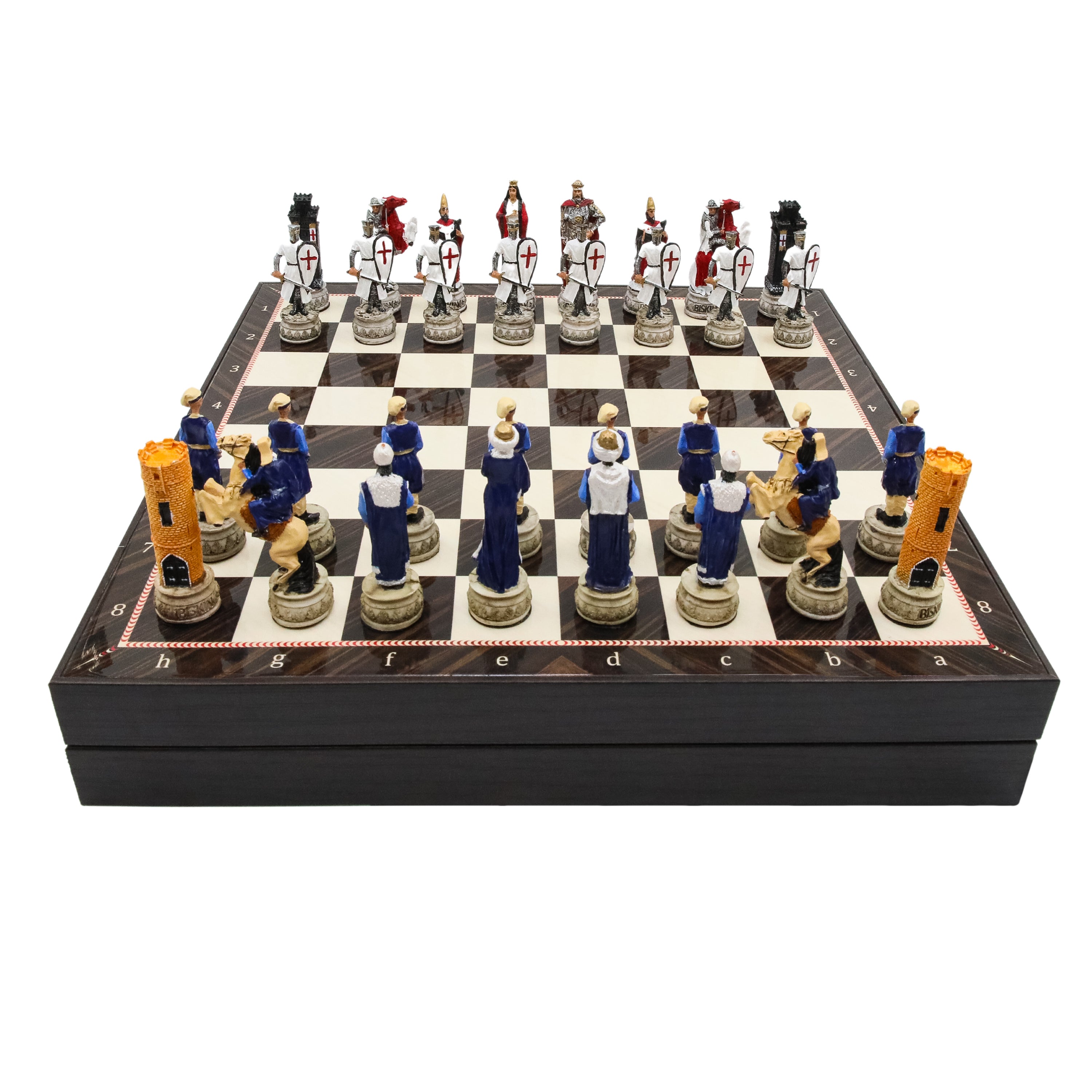 Storage Chess Set with Hand-painted Ottoman Empire vs Crusaders Figures (White Colour) | 37 CM (15") Storage Chess Board | Ottoman & Crusaders Themed Figures