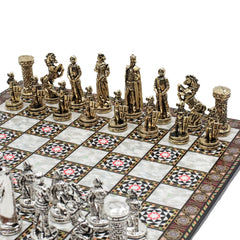 British Army Chess Set | Wooden Chess Board 30CM (12") with Die Cast Metal Chessmen