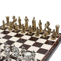 British Army Chess Set | Wooden Chess Board 30CM (12") with Die Cast Metal Chessmen