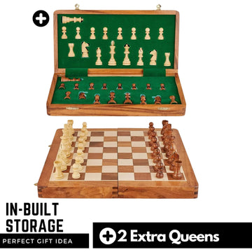 BCBESTCHESS Handmade Magnetic Wooden Folding Chess Board With Extra Queens & Storage For Chessmen Buy Cheaply On