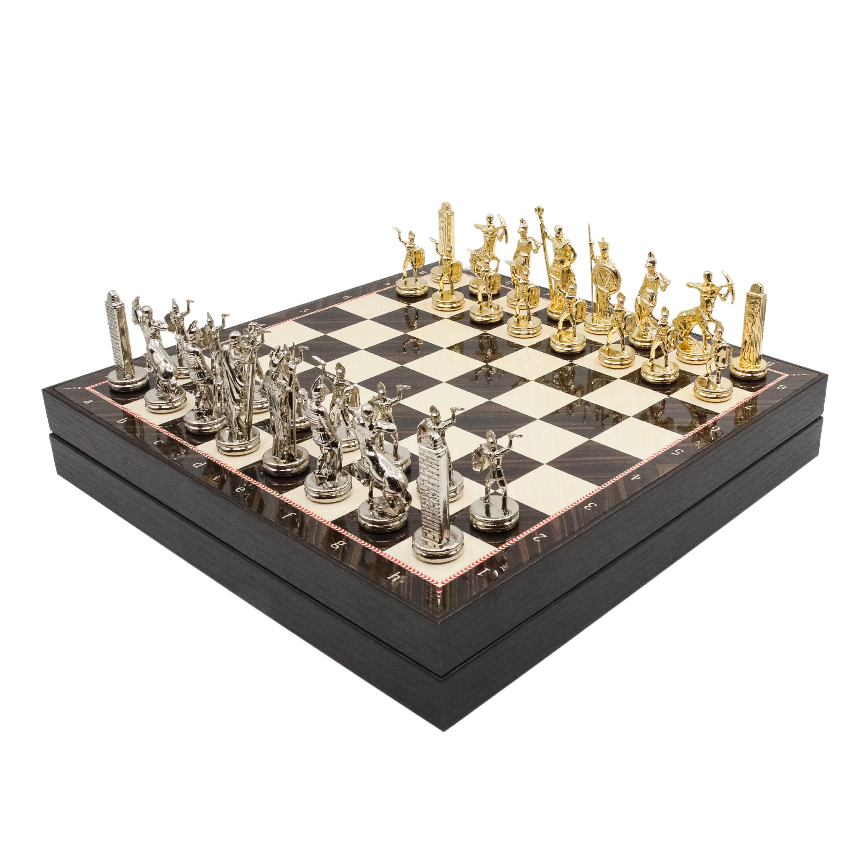 Storage Chess Set with Die Cast Metal Greek  Poseidon Chessmen | 37 CM (15") Storage Chess Board | Mythology Themed Figures