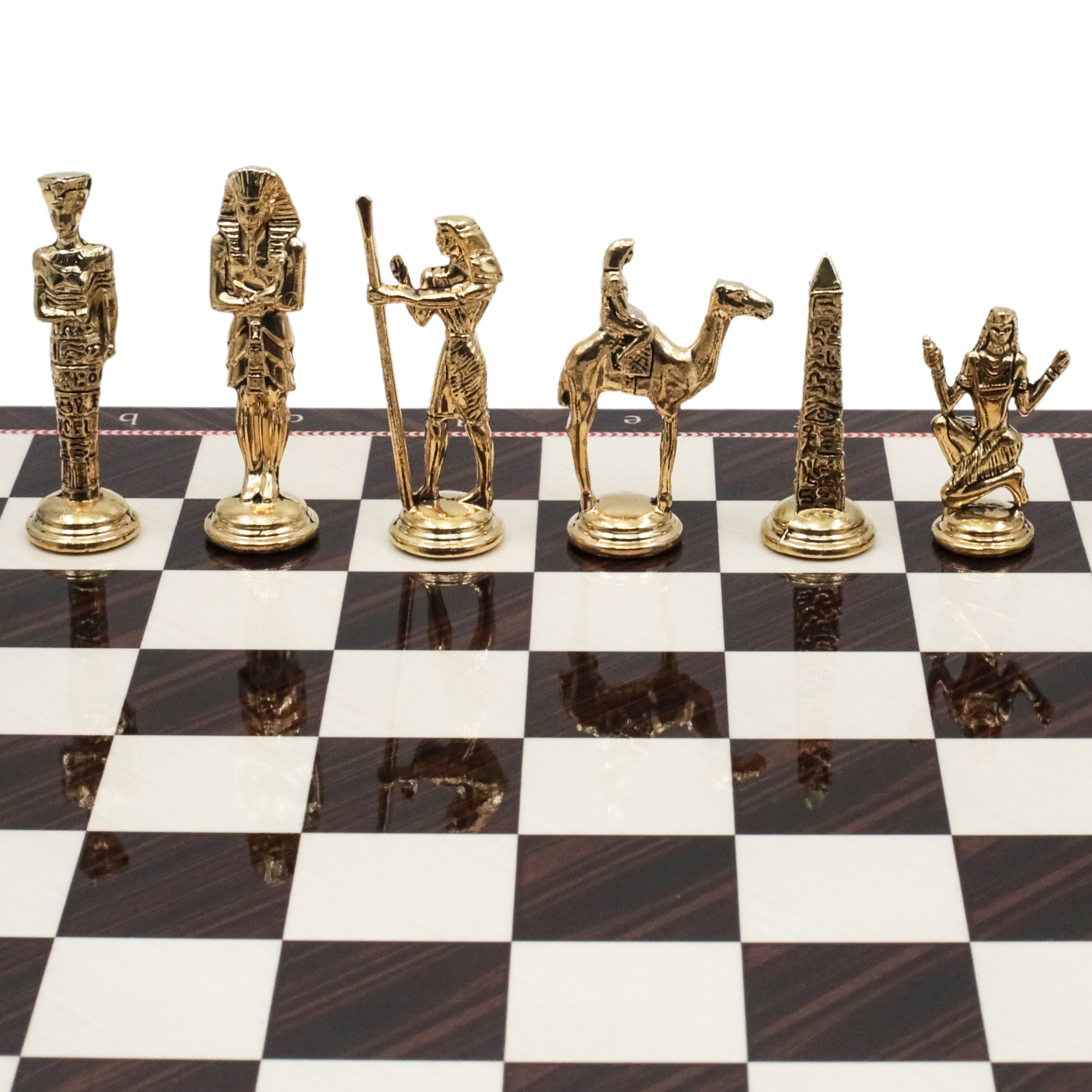 Egypt Cleopatra Chess Set | Wooden Chess Board 30CM (12") with Die Cast Metal Chessmen