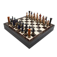 Storage Chess Set with Hand-painted Arabs King Saladin vs Crusaders Figures | 37 CM (15") Storage Chess Board | Arabs & Crusaders Themed Figures