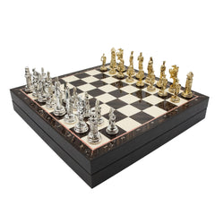 Storage Chess Set with Die Cast Metal Crusaders vs Ottoman Empire Chessmen | 37 CM (15") Storage Chess Board | Historical Themed Figures