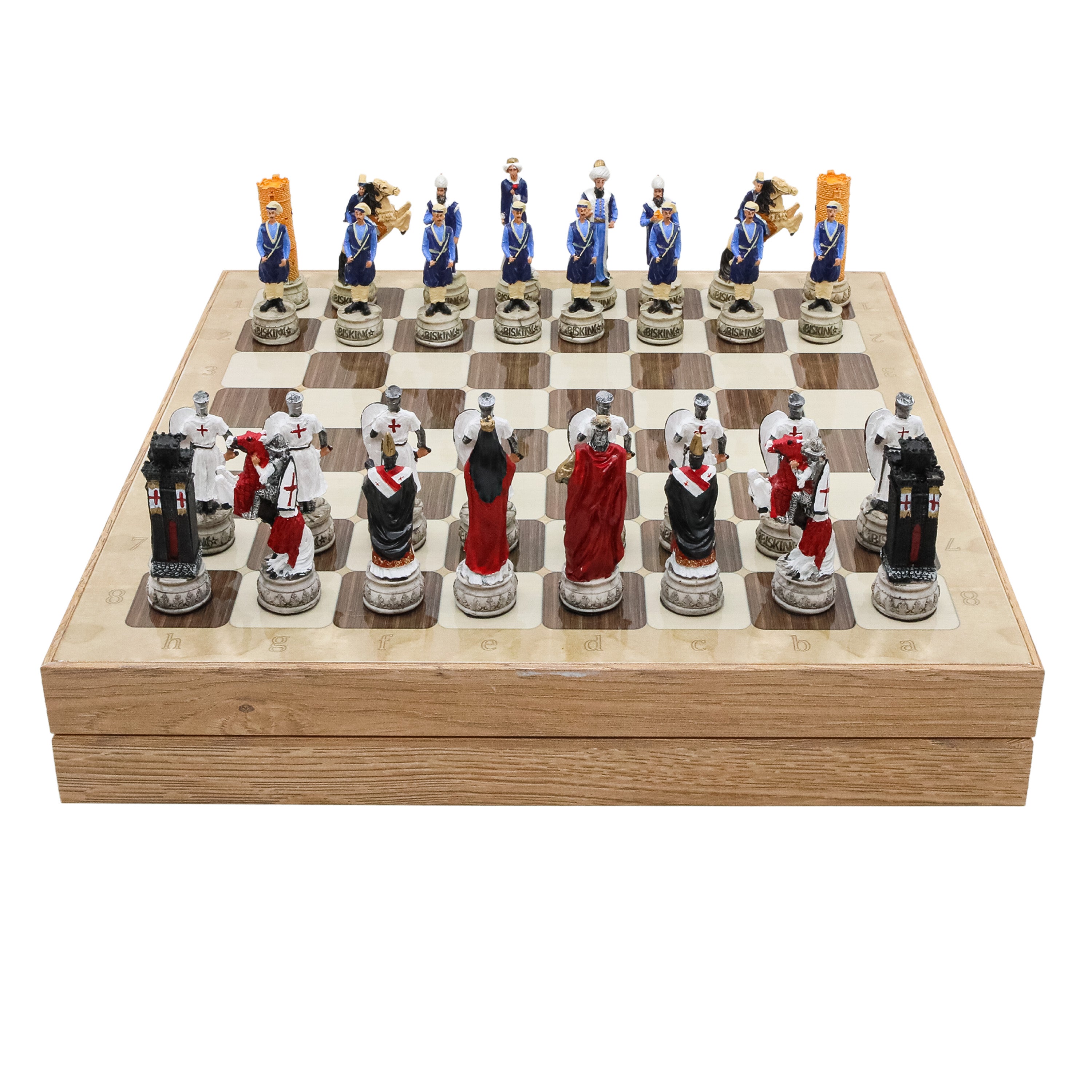 Storage Chess Set with Hand-painted Ottoman Empire vs Crusaders Figures (White Colour) | 37 CM (15") Storage Chess Board | Ottoman & Crusaders Themed Figures