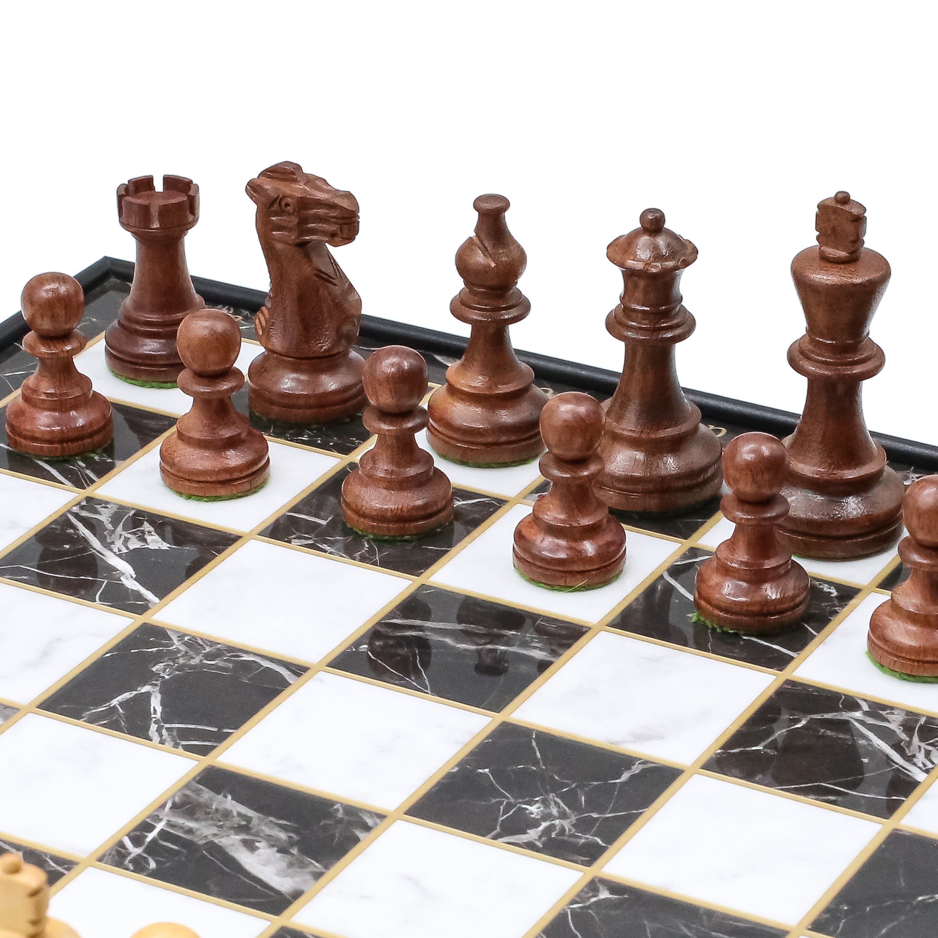 Storage Chess Set 37 CM (15") with Weighted Solid Wood Chessmen (German Staunton)