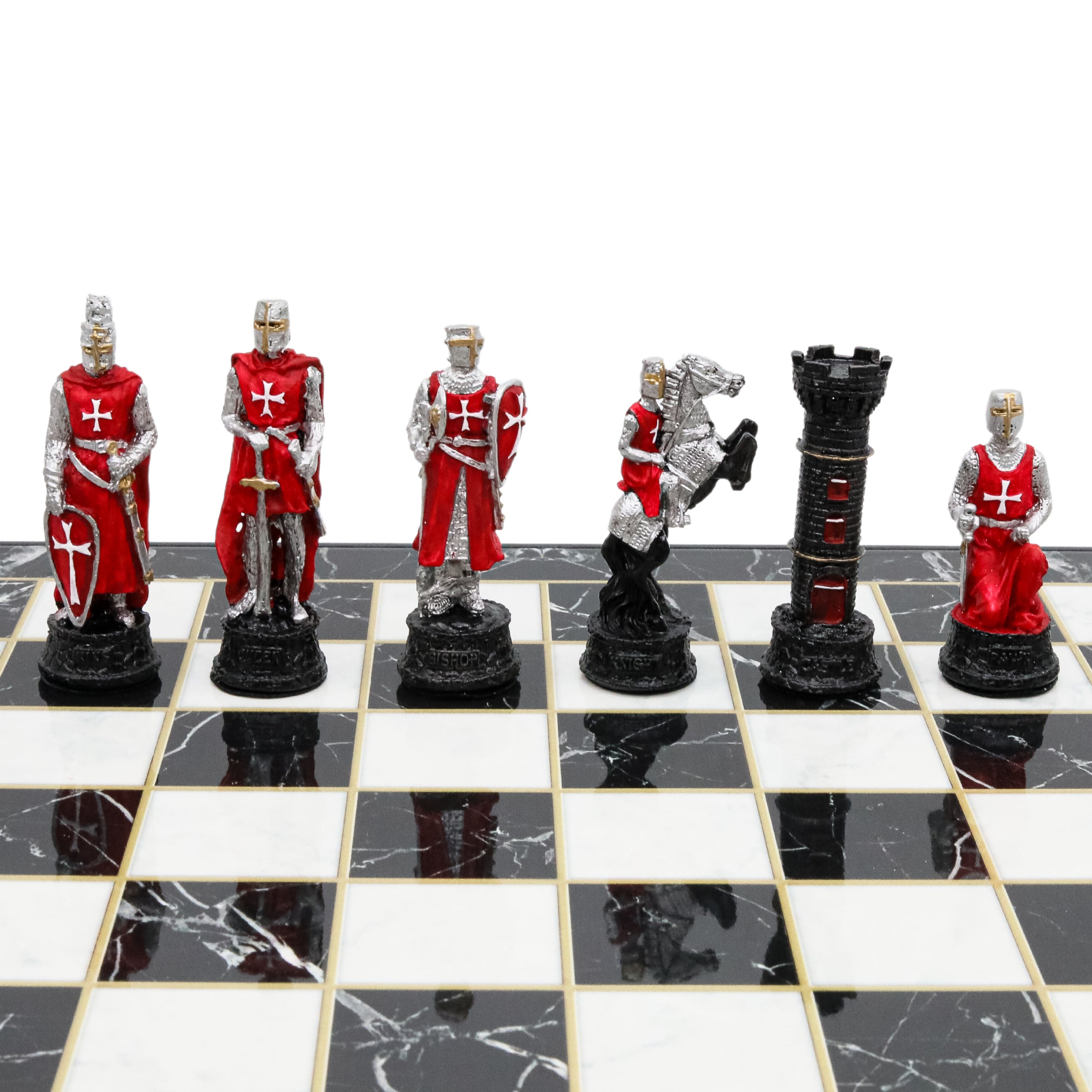 Storage Chess Set with Hand-painted Ottoman Empire vs Crusaders Figures (Black Colour) | 37 CM (15") Storage Chess Board | Ottoman & Crusaders Themed Figures