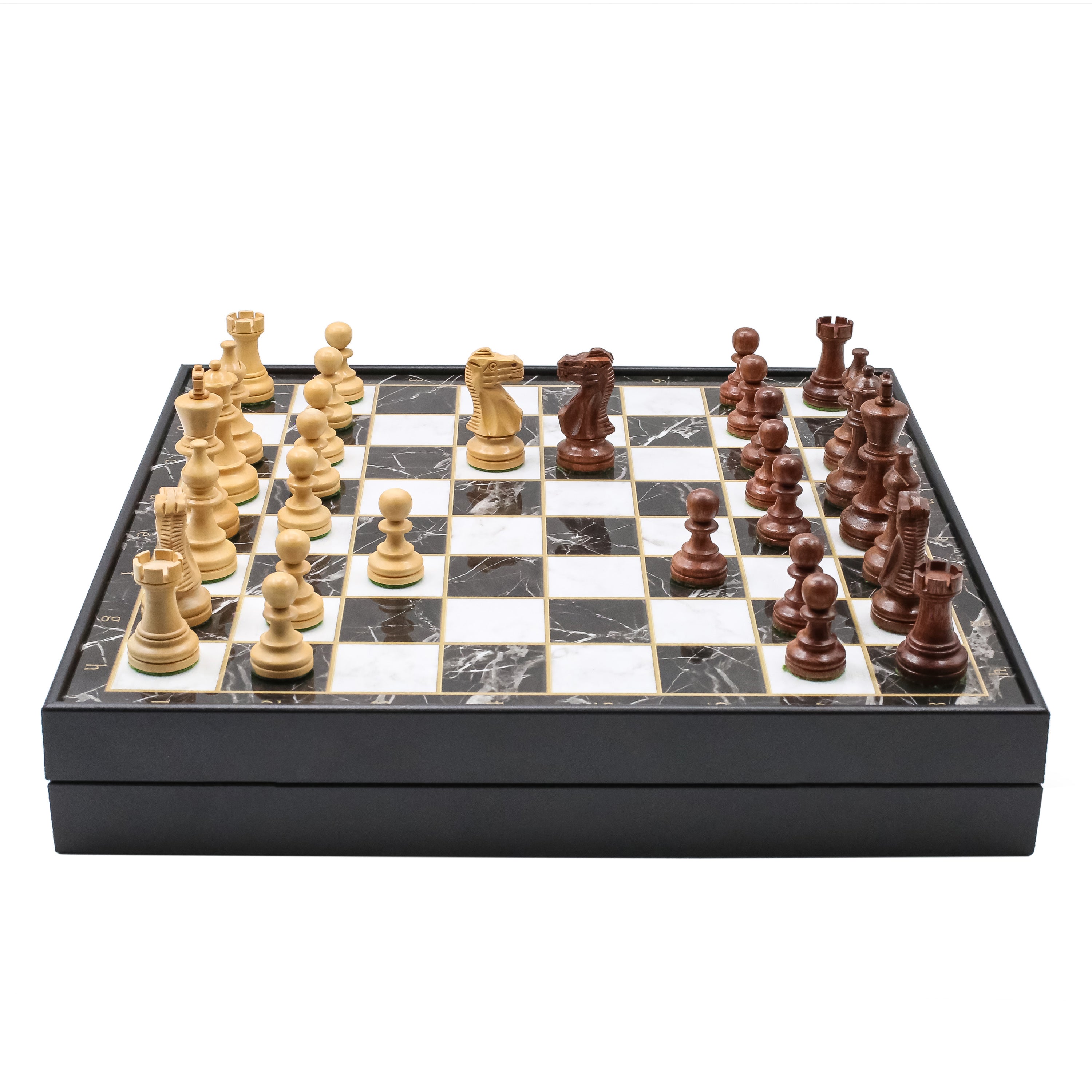 Storage Chess Set 37 CM (15") with Weighted Solid Wood Chessmen (German Staunton)