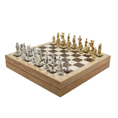 Storage Chess Set with Die Cast Metal Crusaders vs Ottoman Empire Chessmen | 37 CM (15") Storage Chess Board | Historical Themed Figures