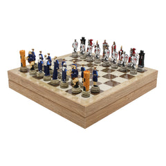 Storage Chess Set with Hand-painted Ottoman Empire vs Crusaders Figures (White Colour) | 37 CM (15") Storage Chess Board | Ottoman & Crusaders Themed Figures