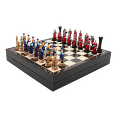 Storage Chess Set with Hand-painted Ottoman Empire vs Crusaders Figures (Black Colour) | 37 CM (15") Storage Chess Board | Ottoman & Crusaders Themed Figures